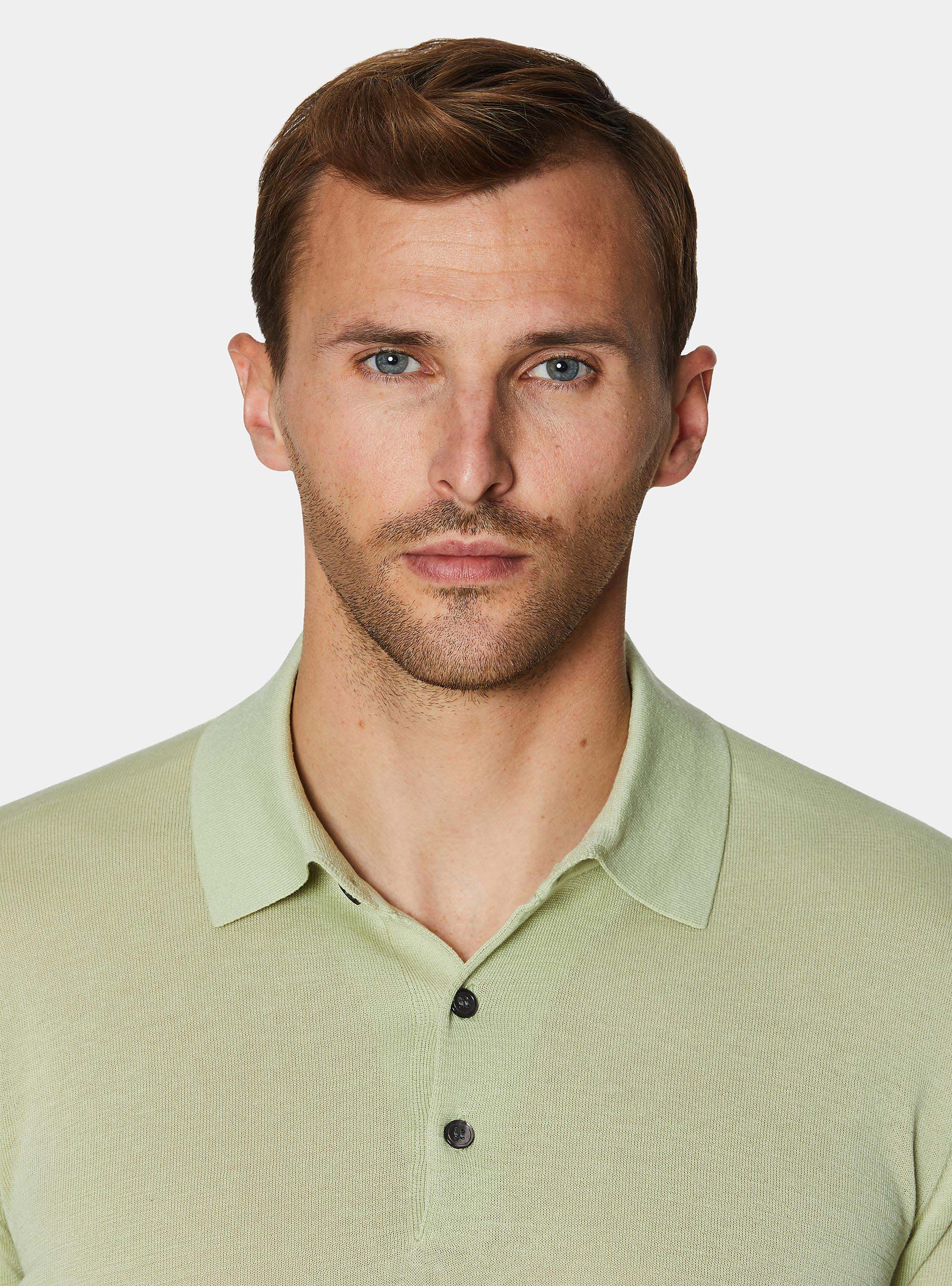 Polo en coton et soie, 0620C VERDE CHIARO