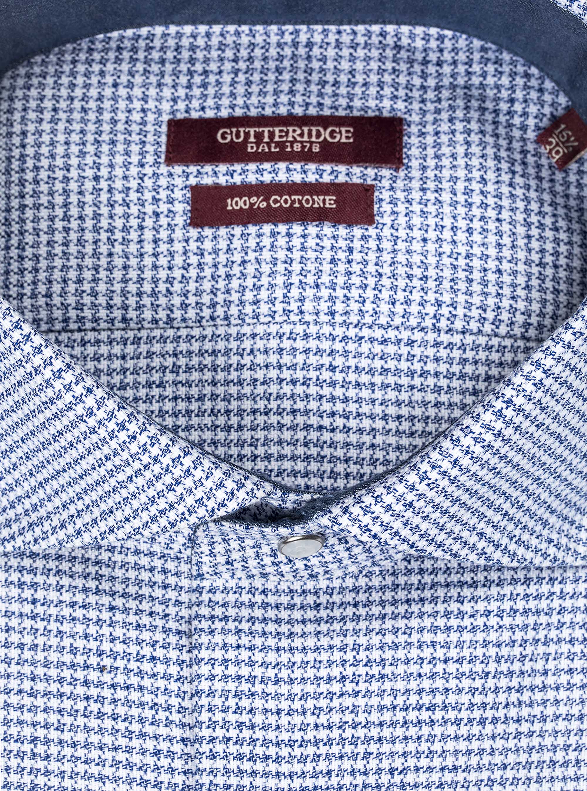Chemise &agrave; col fran&ccedil;ais en coton tricot&eacute;, BLEU