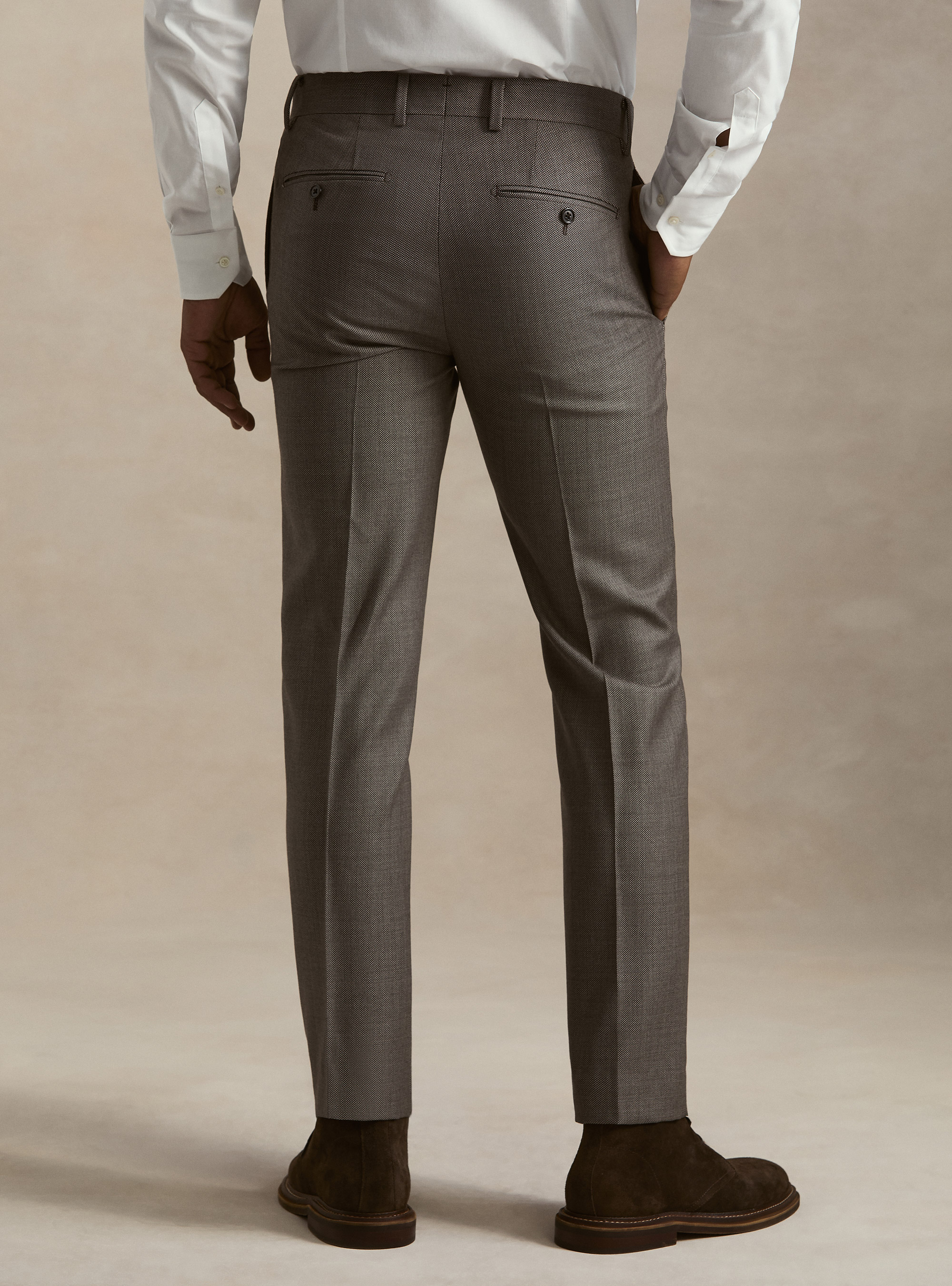Pantaloni per abito in pura lana occhio di pernice Vitale Barberis Canonico, MARRONE 0508C