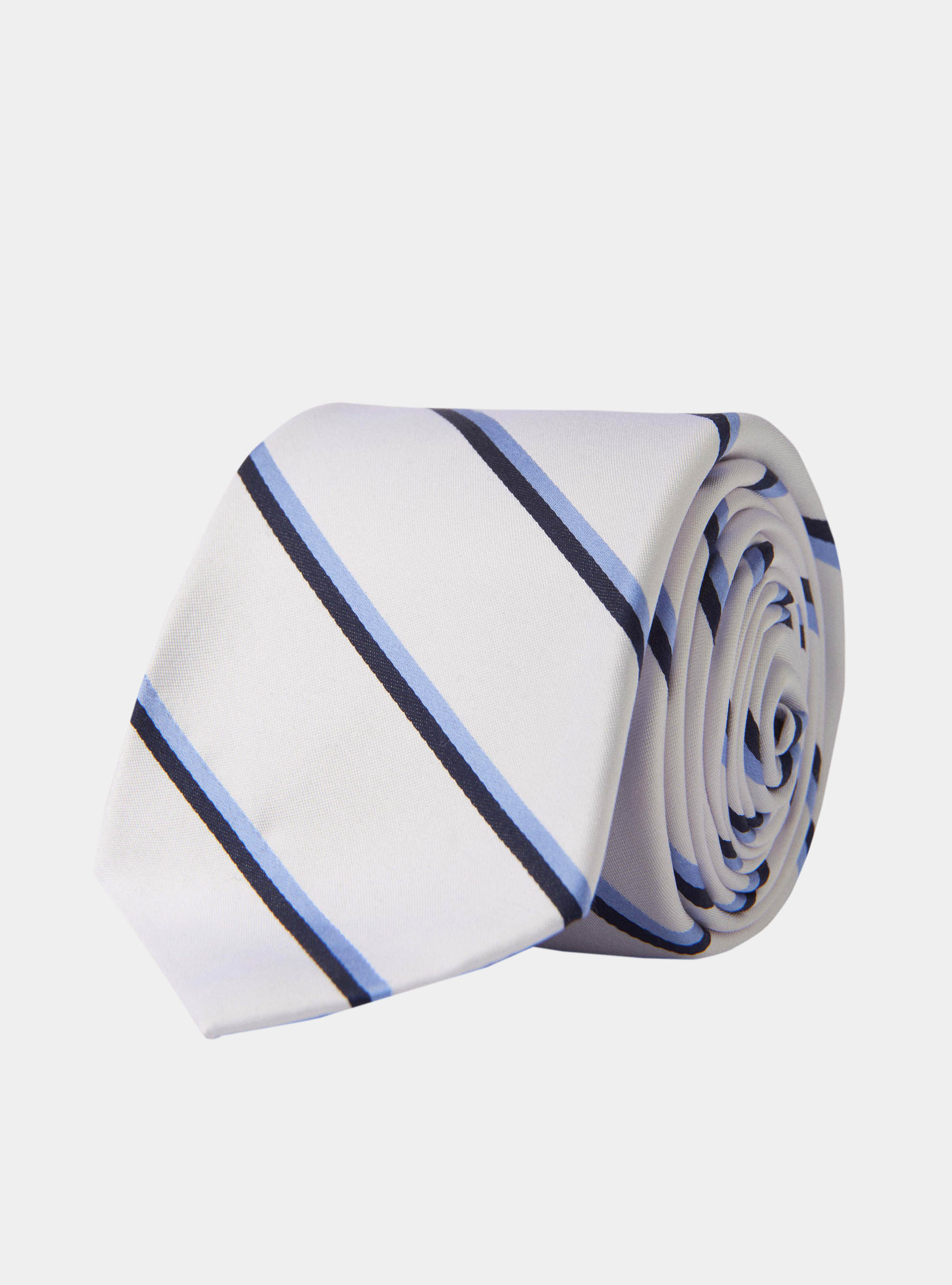 Cravatta a righe in seta, BIANCO