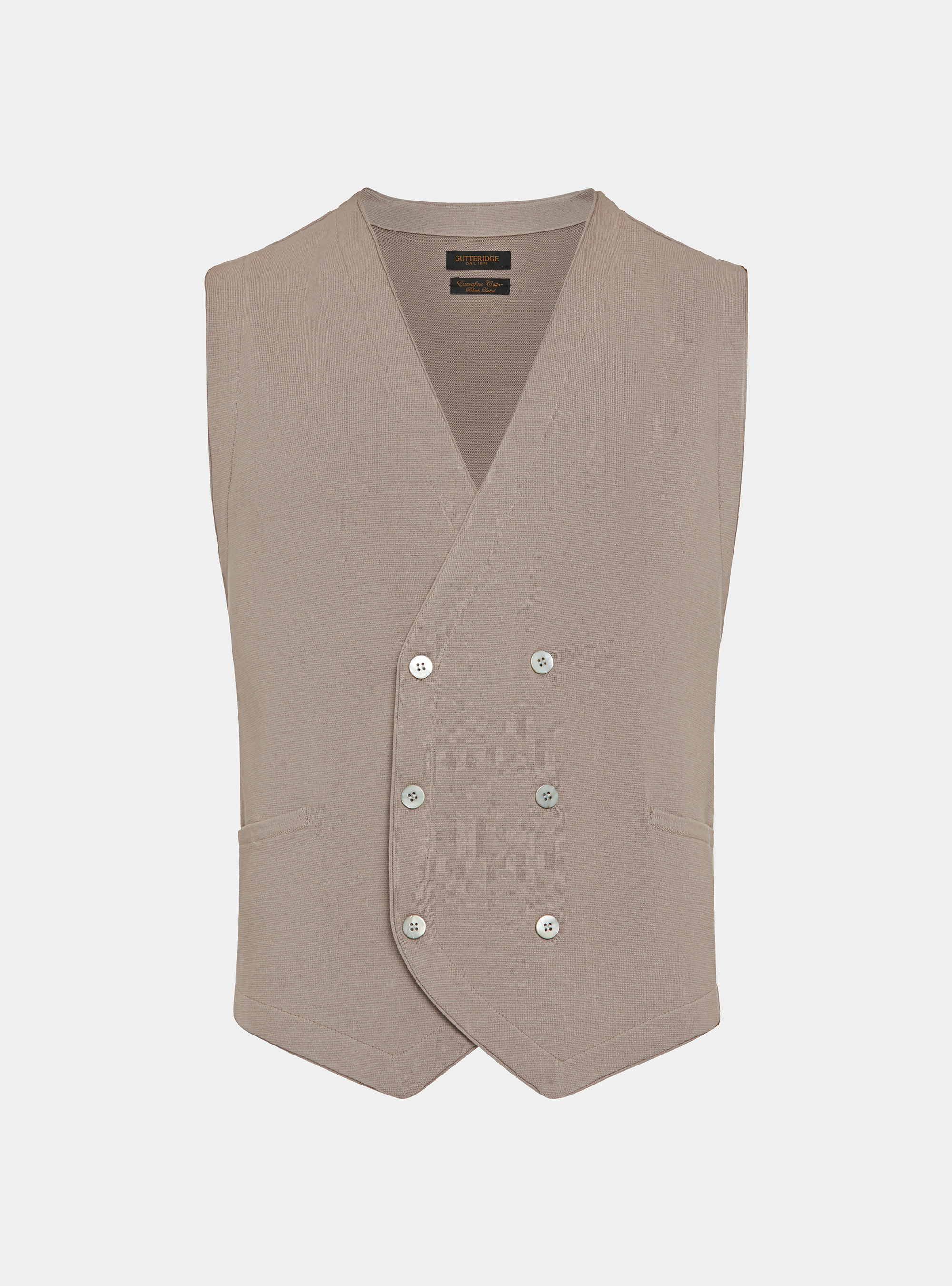 Gilet doppiopetto in maglia di cotone, SABBIA