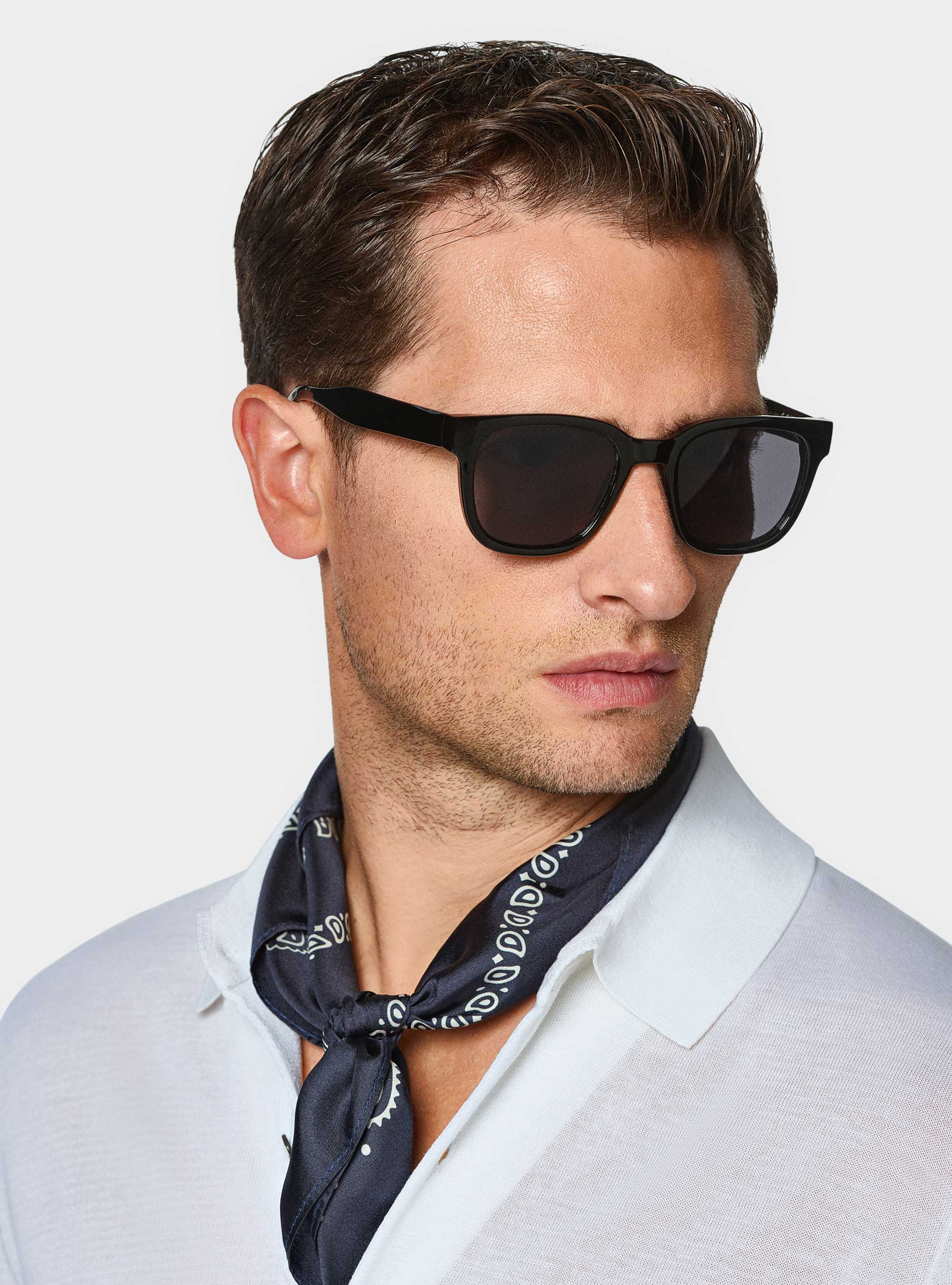 Polo camicia in maglia in cotone e seta, BIANCO