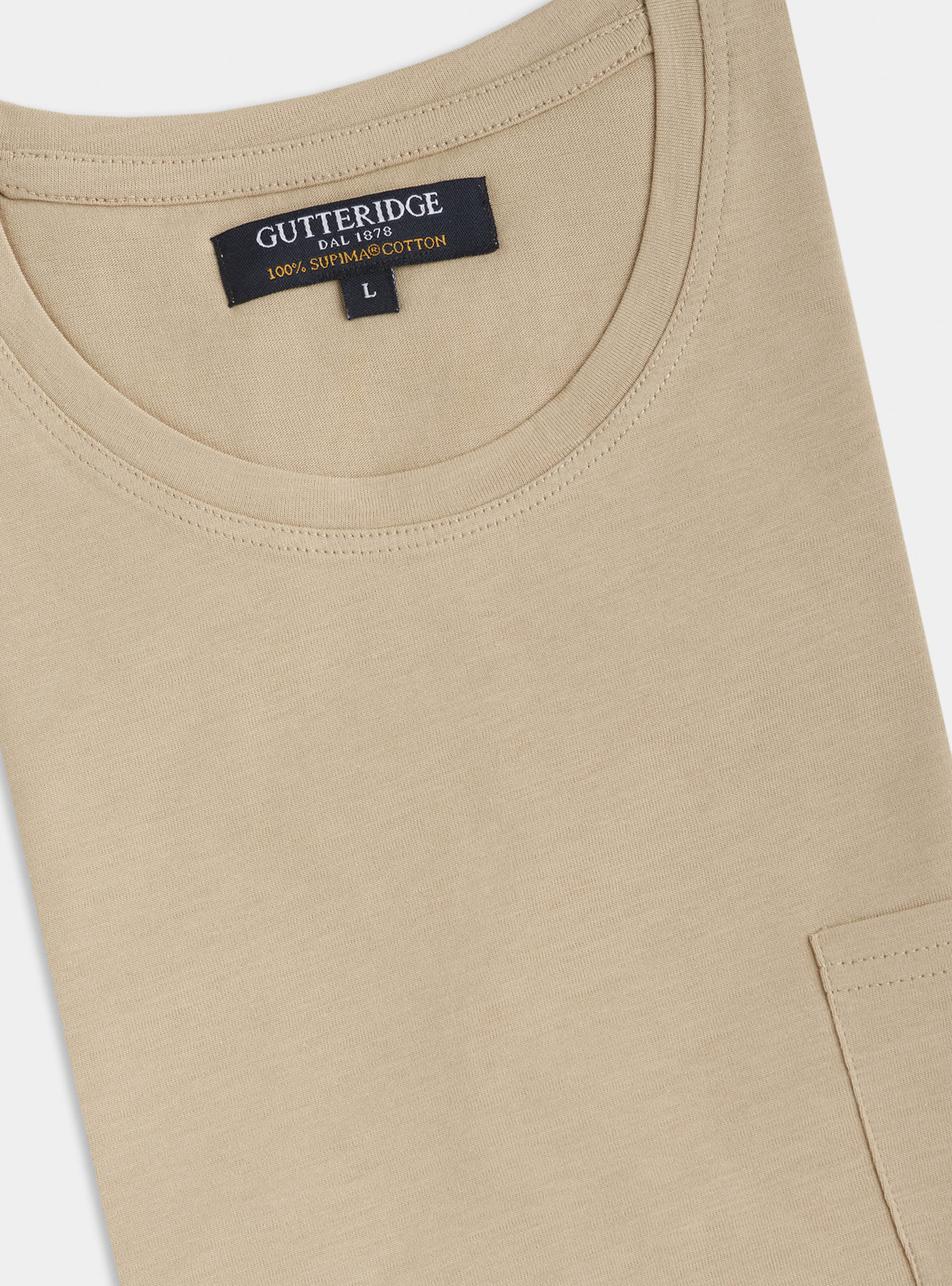 Maglietta con taschino in jersey di Cotone Supima, ECRU