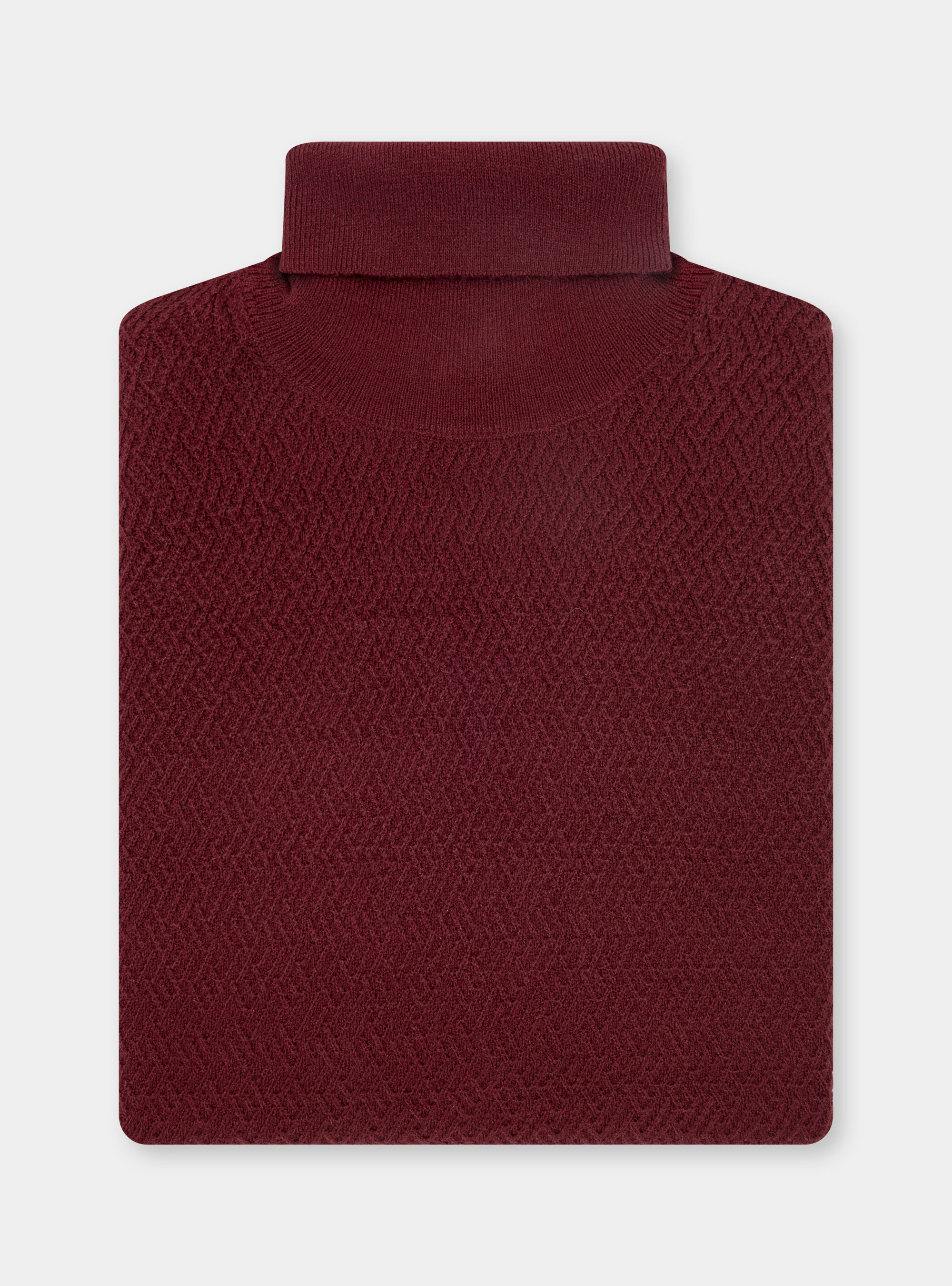 Dolcevita texturizzato in misto lana, BORDEAUX