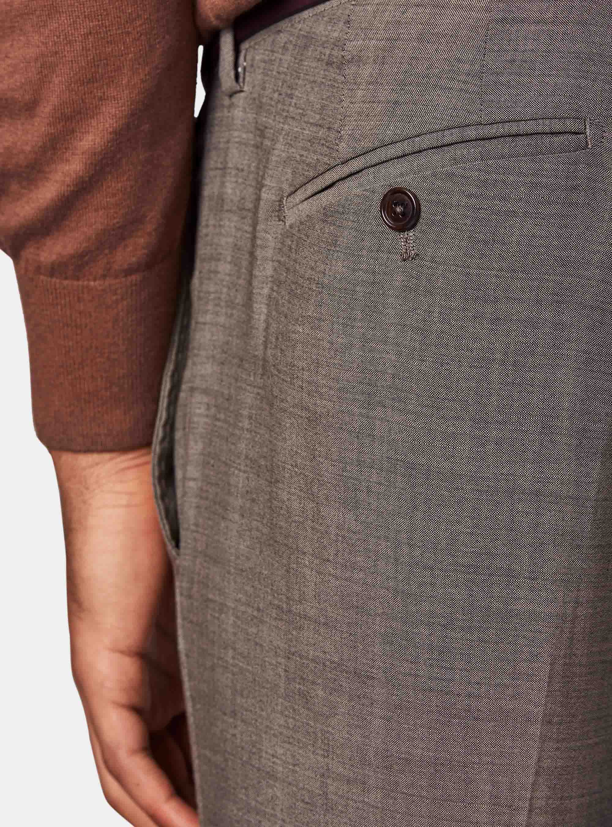 Pantaloni in pura lana superfine 120, ECRU