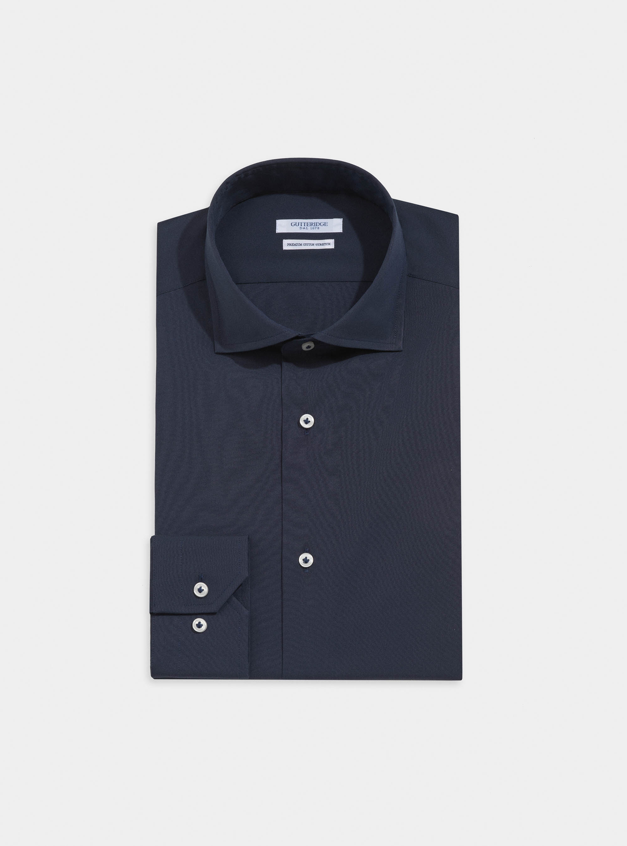 Camicia super slim in popeline di cotone stretch, BLU NAVY