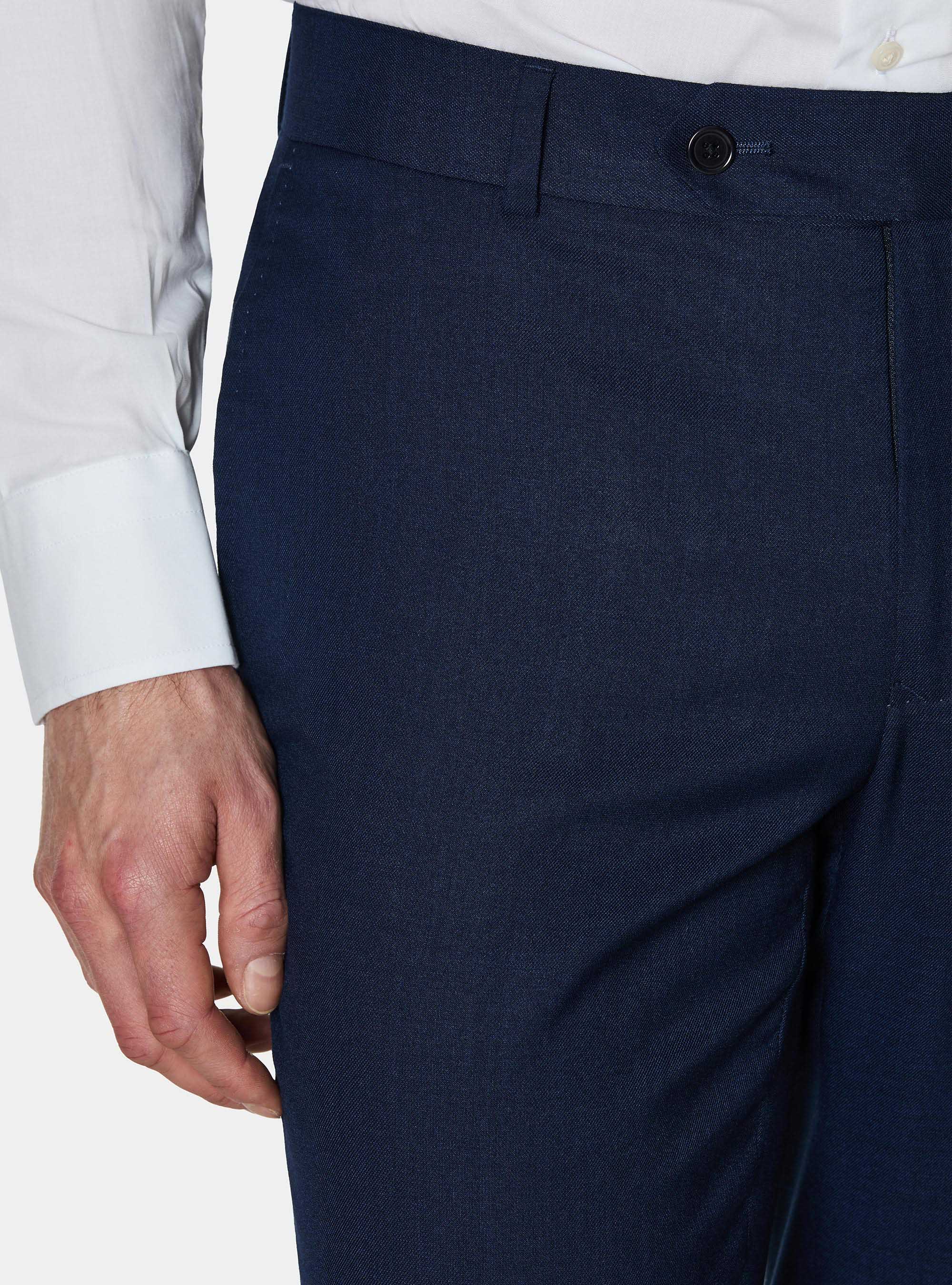 Flamed fabric suit trousers, NAVY BLUE