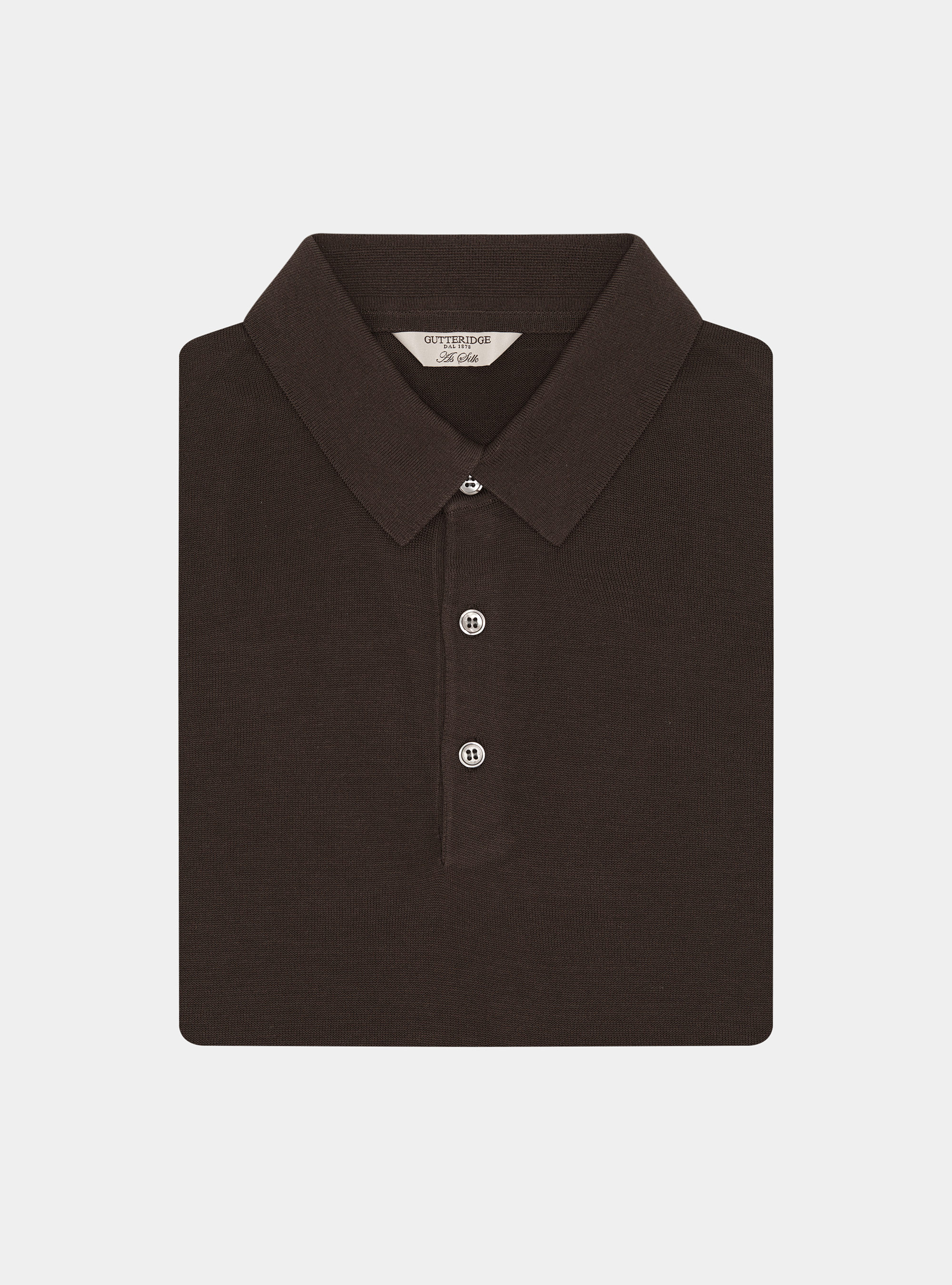 Cotton and silk polo shirt, BROWN