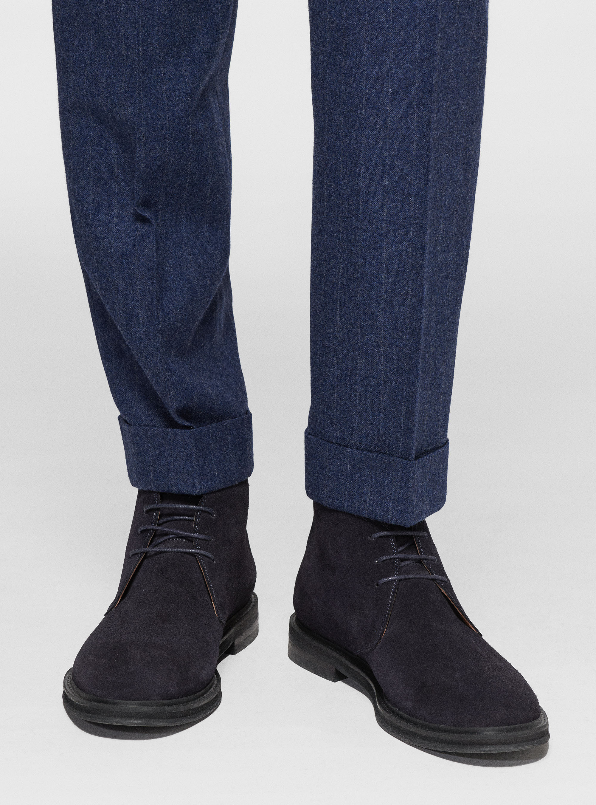 Pantaloni in flanella gessata, INCHIOSTRO