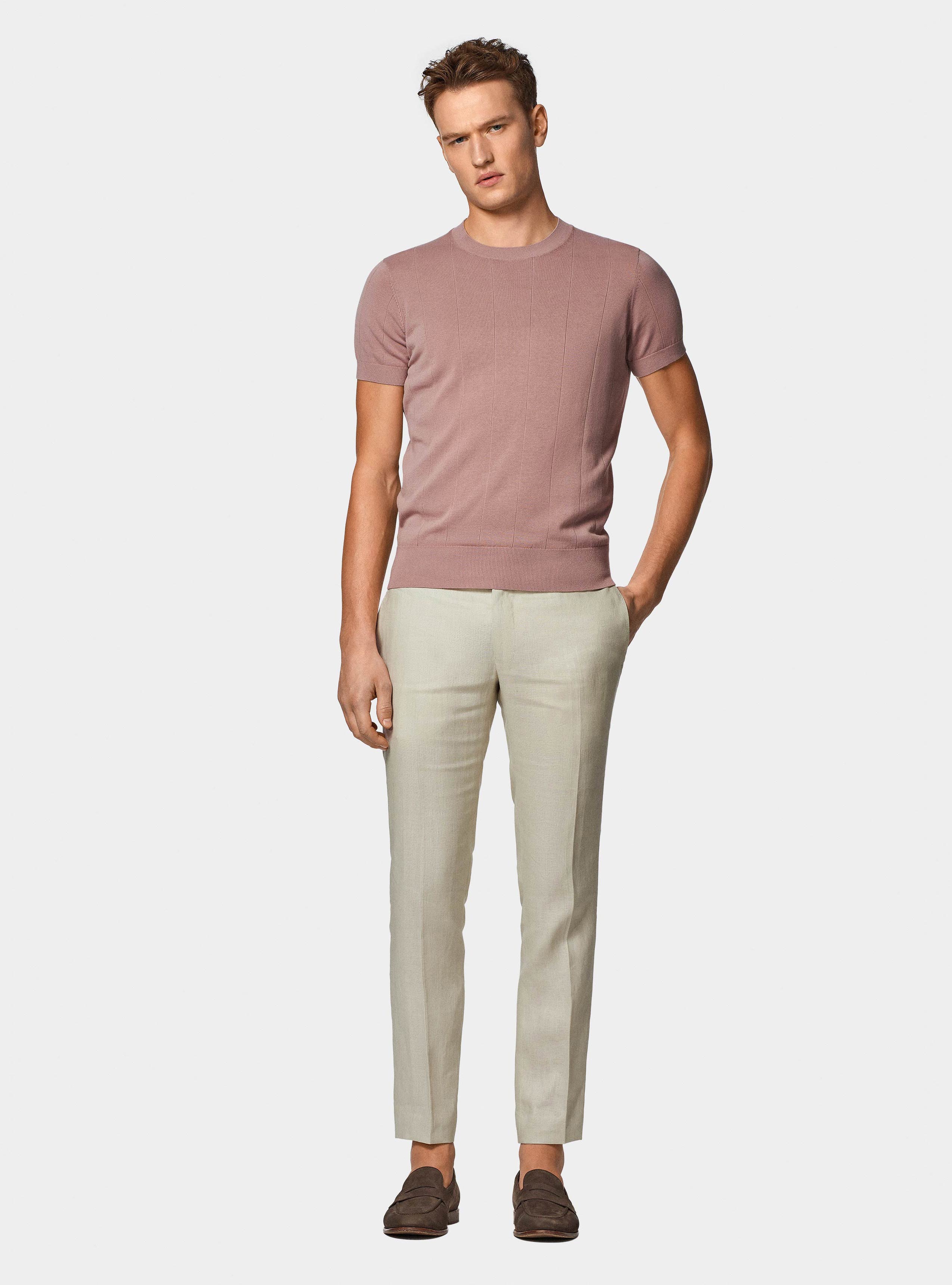 Maglia in puro cotone costa piatta, 0441C ROSA SCURO