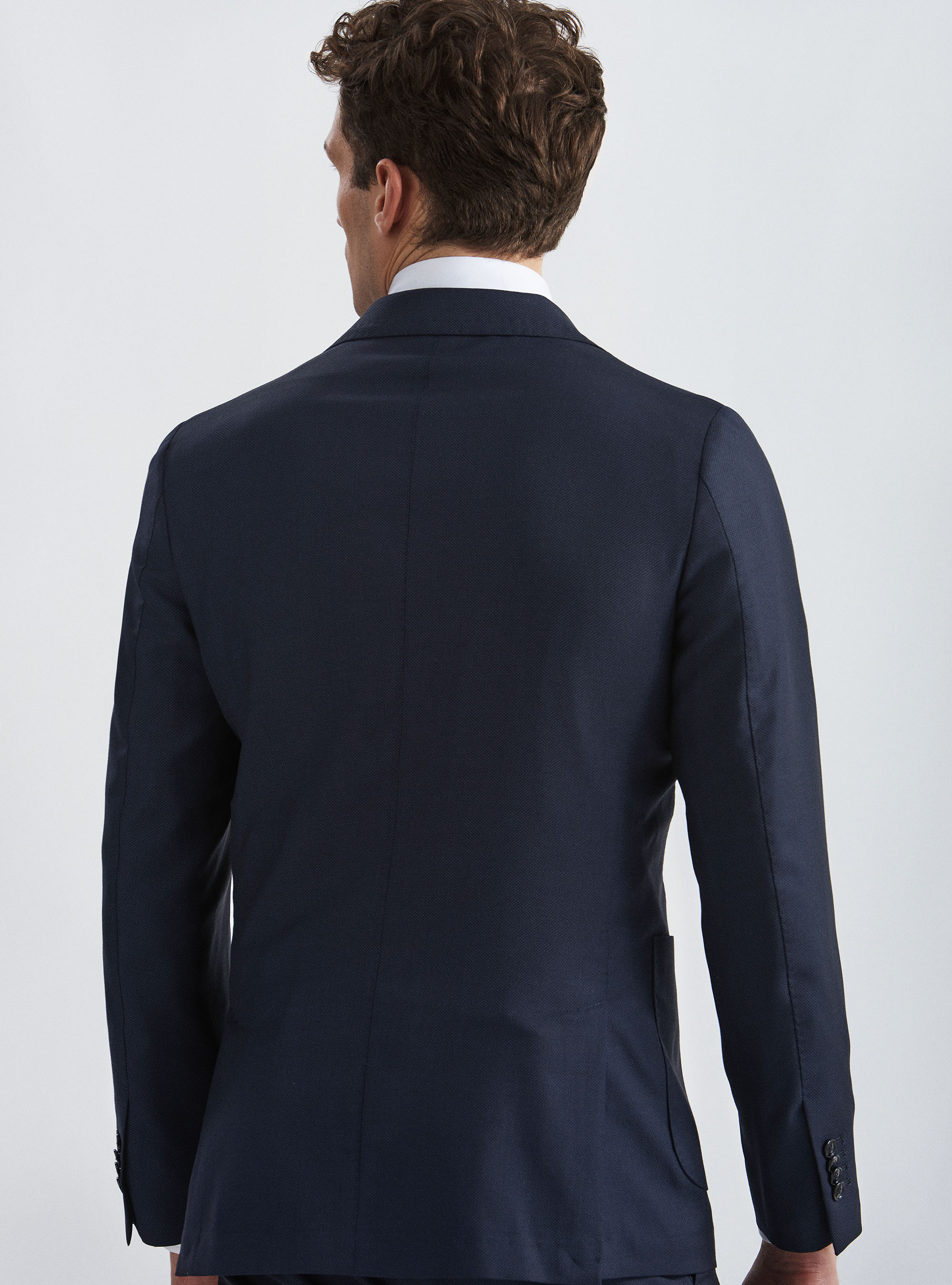 Pure wool Marlane partridge-eye suit blazer, NAVY BLUE