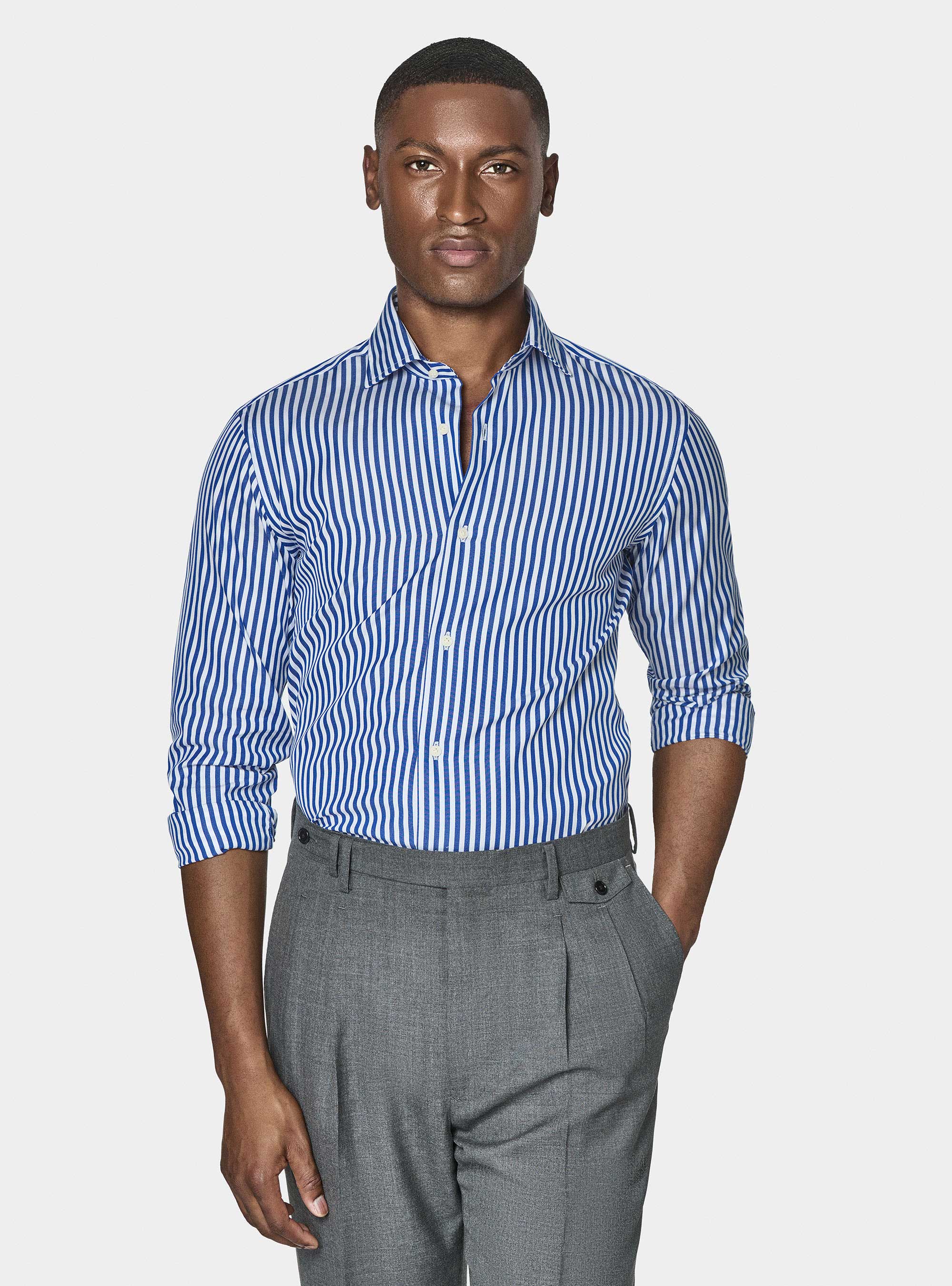 Chemise à larges rayures en popeline de coton