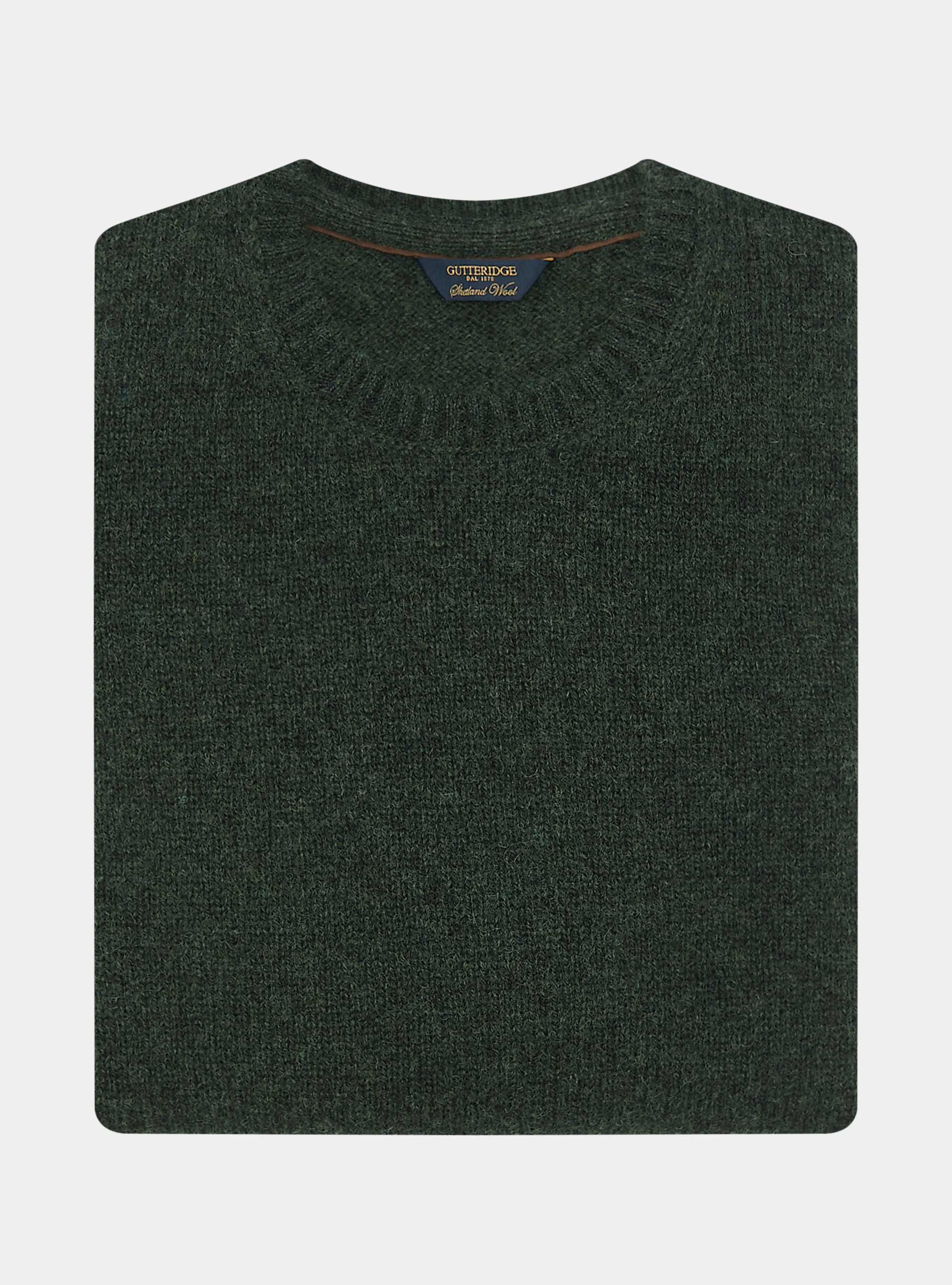 Shetland wool crew-neck sweater, GREEN
