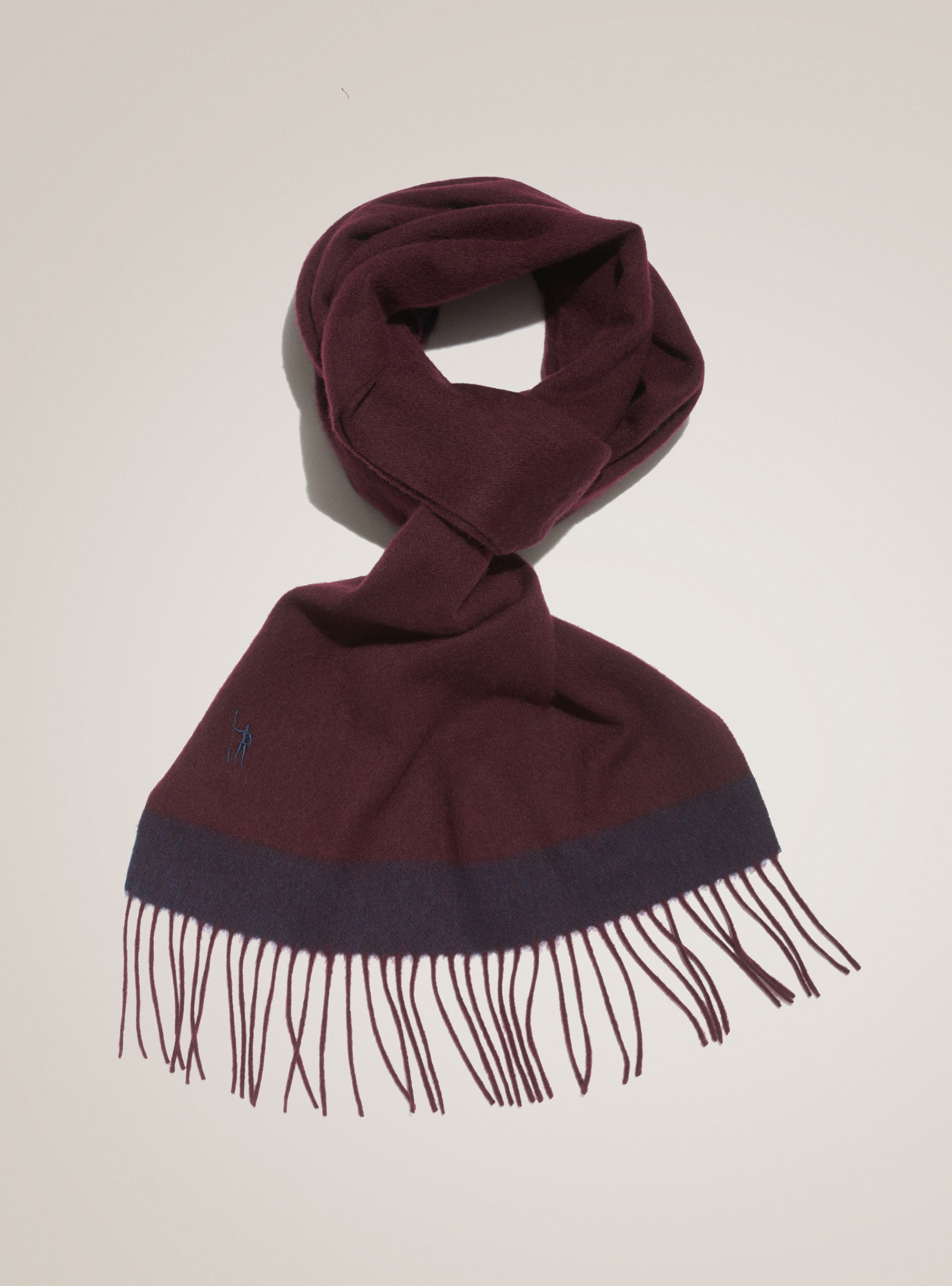 Wool and cashmere scarf with contrasting edge, BORDEAUX