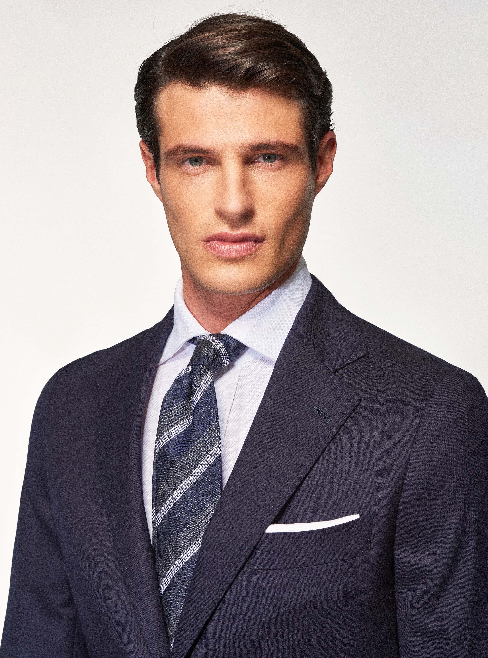 Giacca per abito in flanella di lana superfine 120's Vitale Barberis Canonico, BLU NAVY