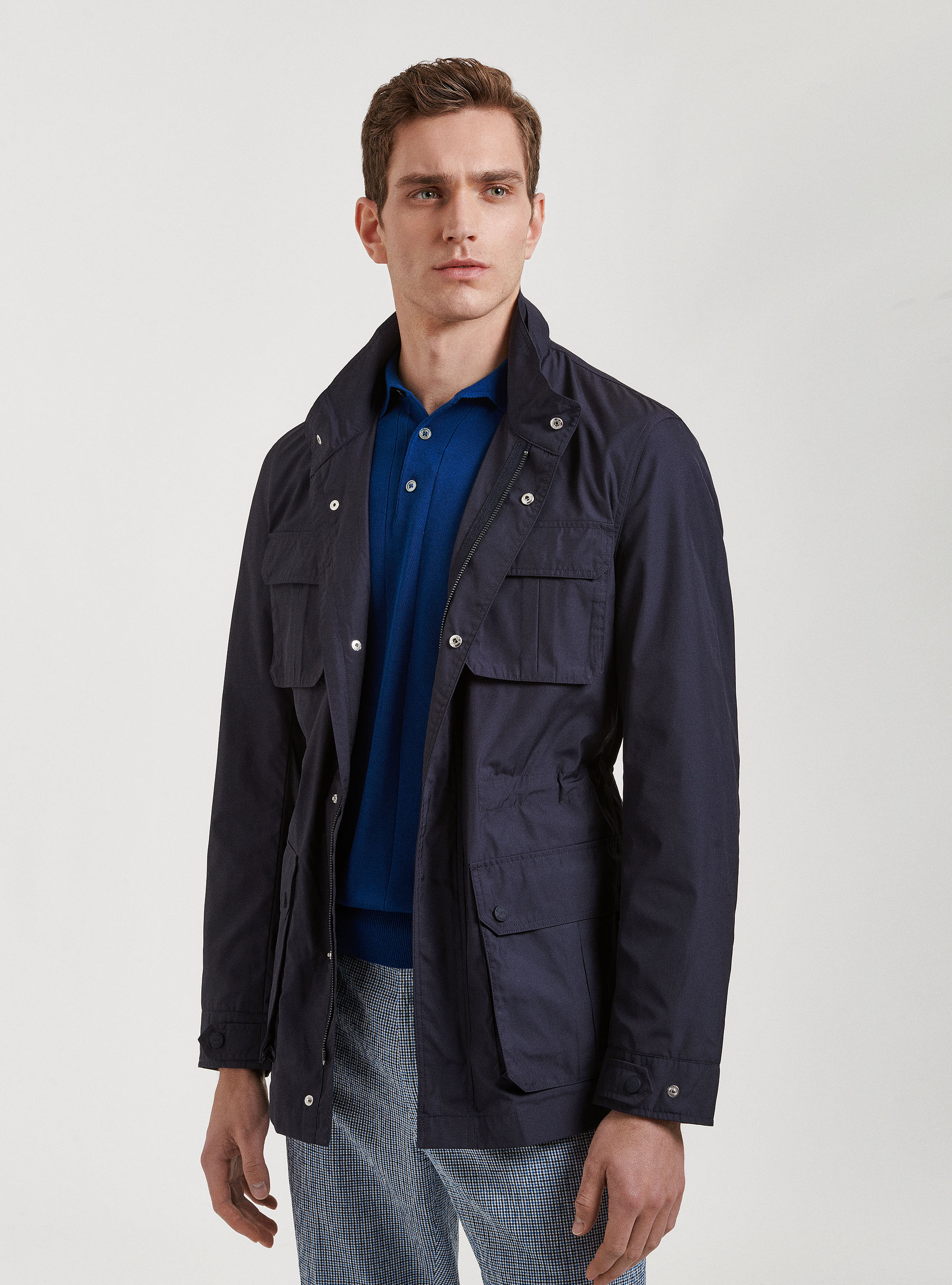Field jacket in tessuto tecnico, BLU NAVY