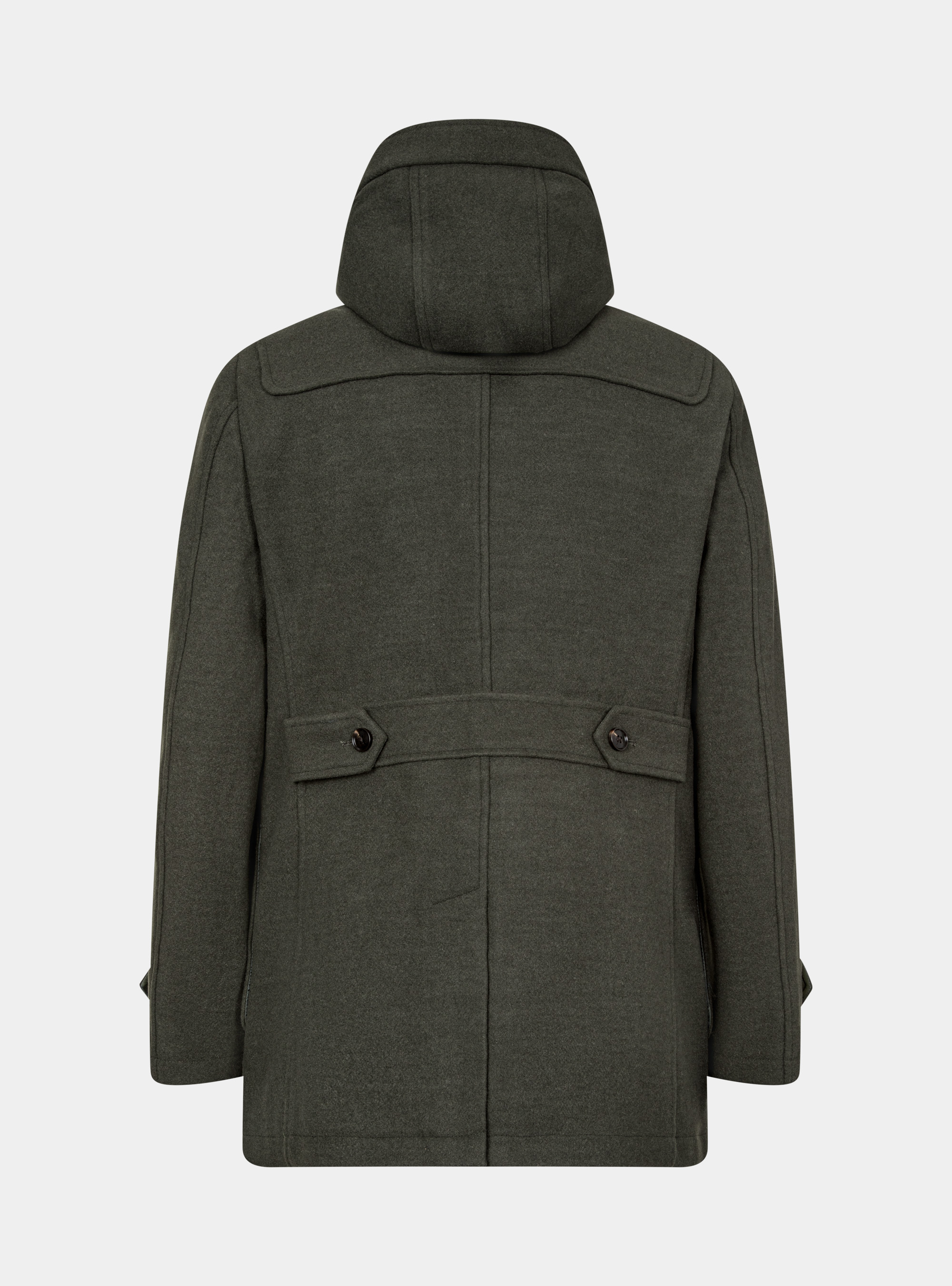 Hooded montgomery in wool blend, GREEN