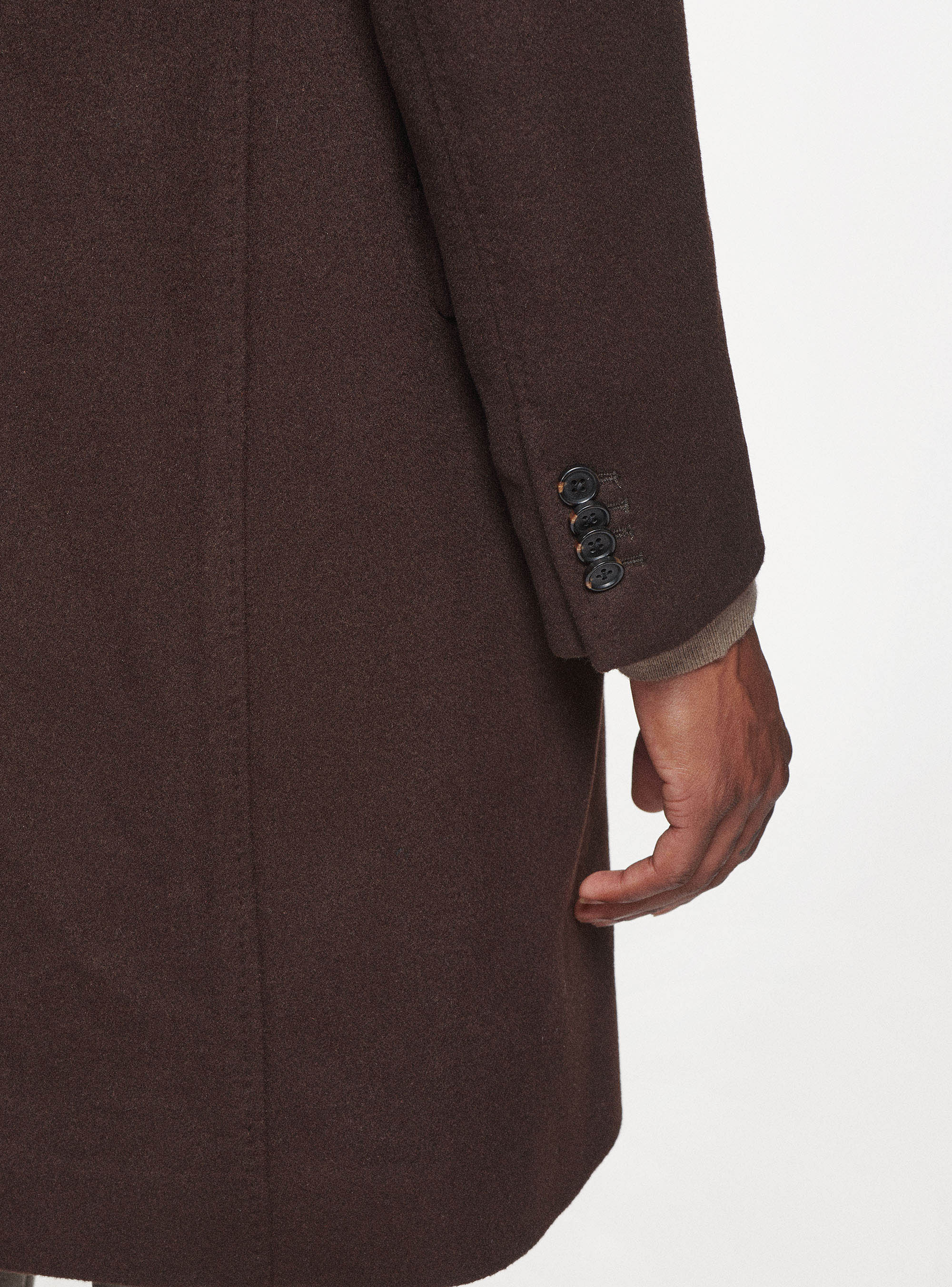 Wool and cashmere double-breasted coat, BROWN