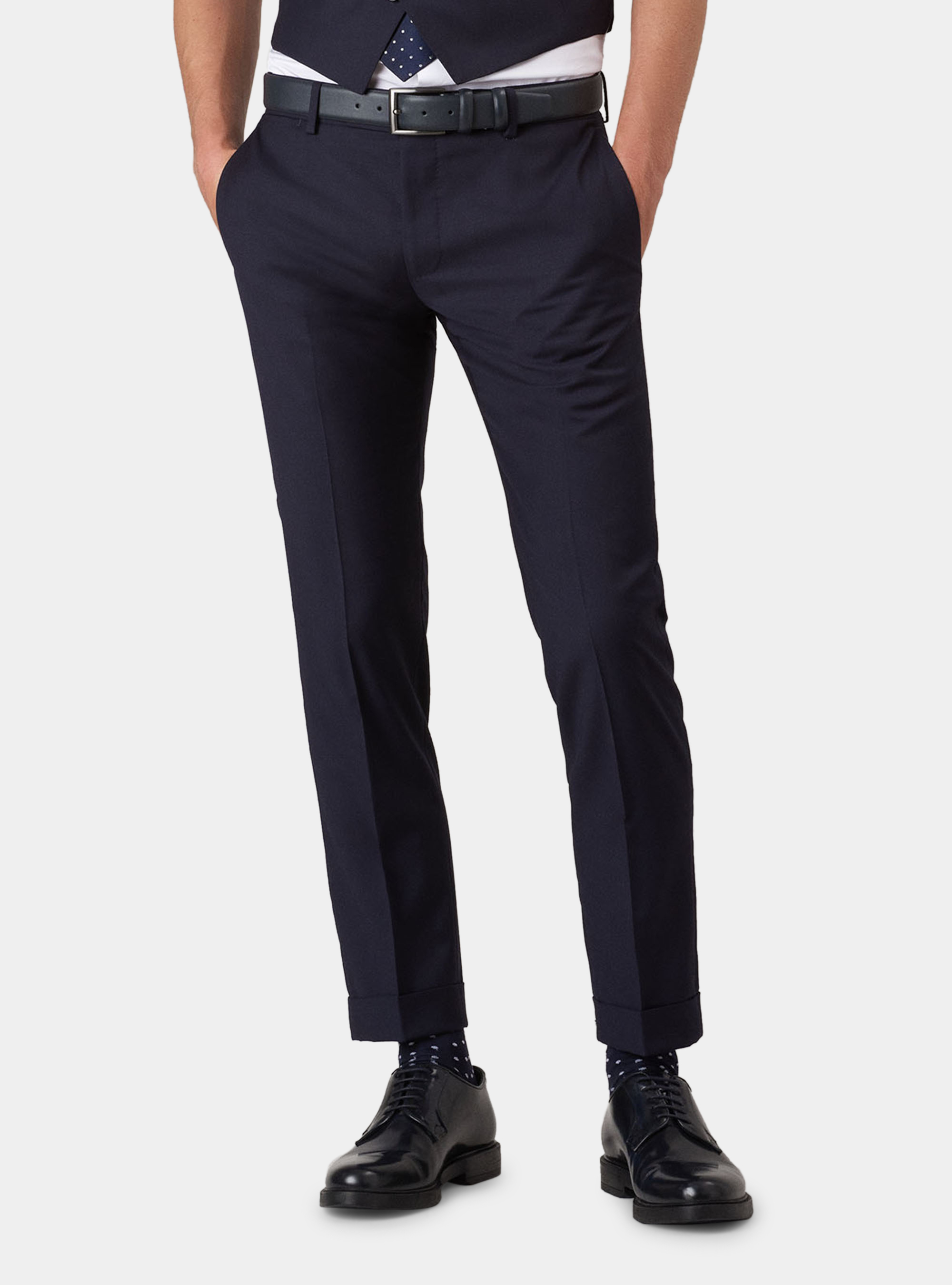 Gutteridge - Pantaloni per abito drop 4 in fresco lana, Unisex, Blu Navy, Taglia: 54