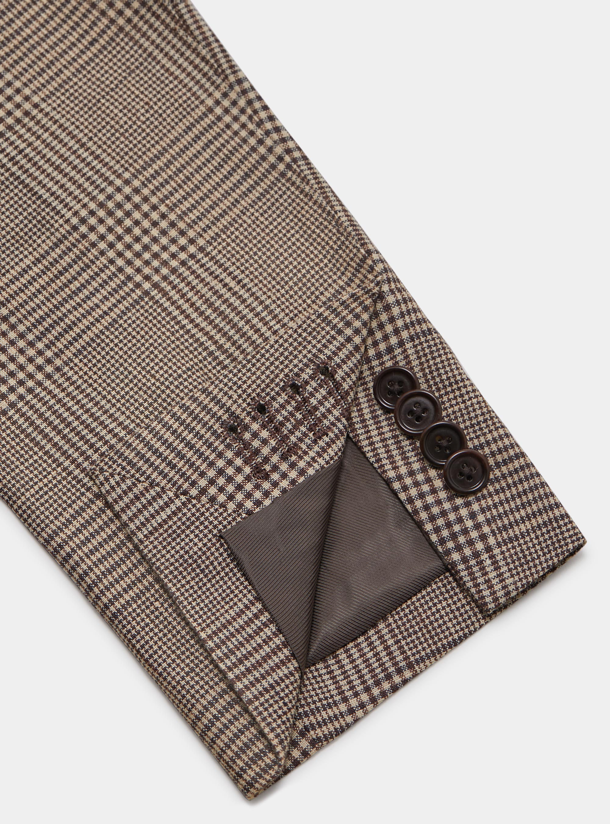 Prince of Wales blazer in pure linen, BROWN