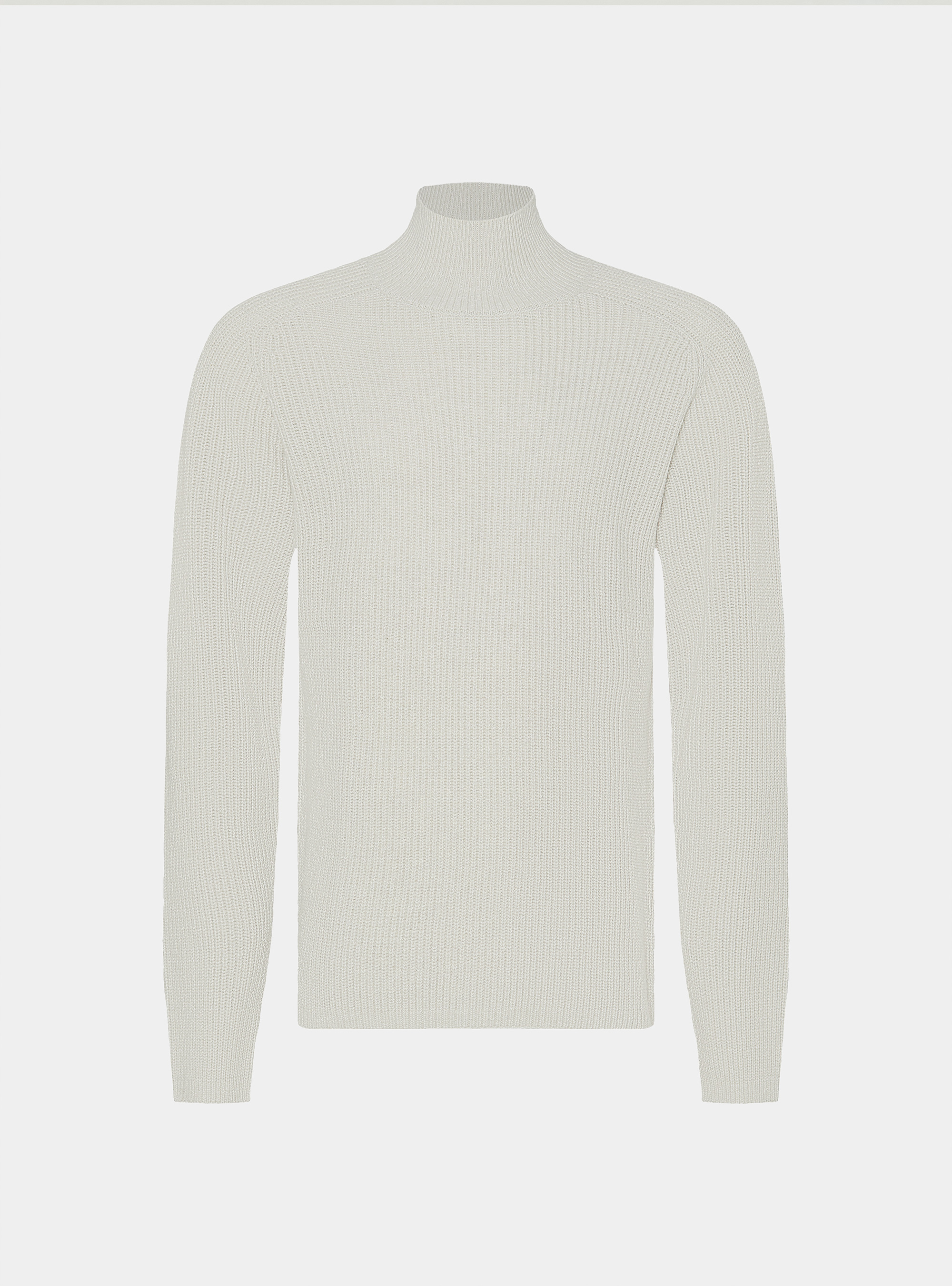 Maglia lupetto in misto lana costa perlata, ECRU