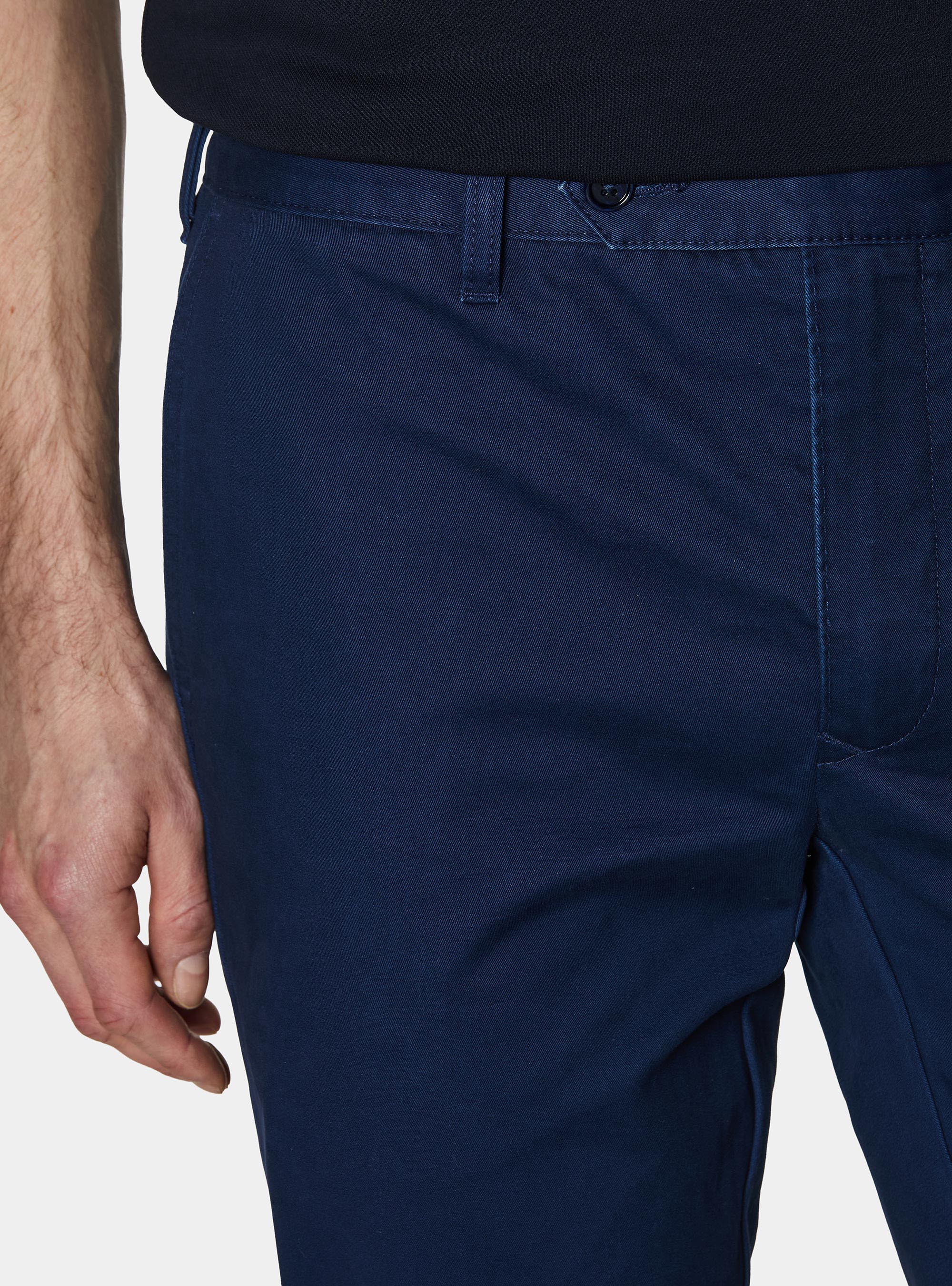 Pantalon chino en twill de coton, BLEU