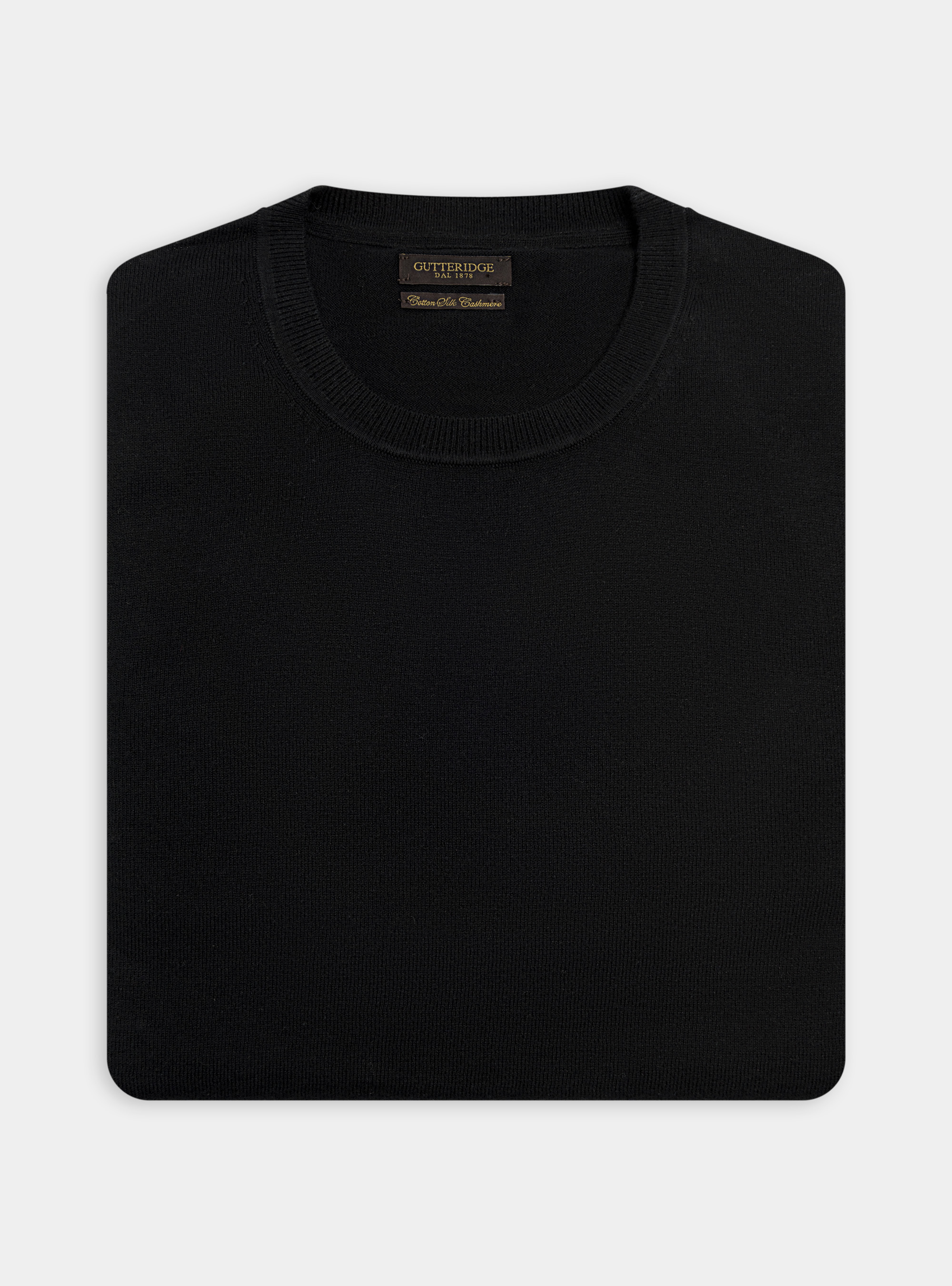 Maglia girocollo in cotone seta e cashmere, NERO