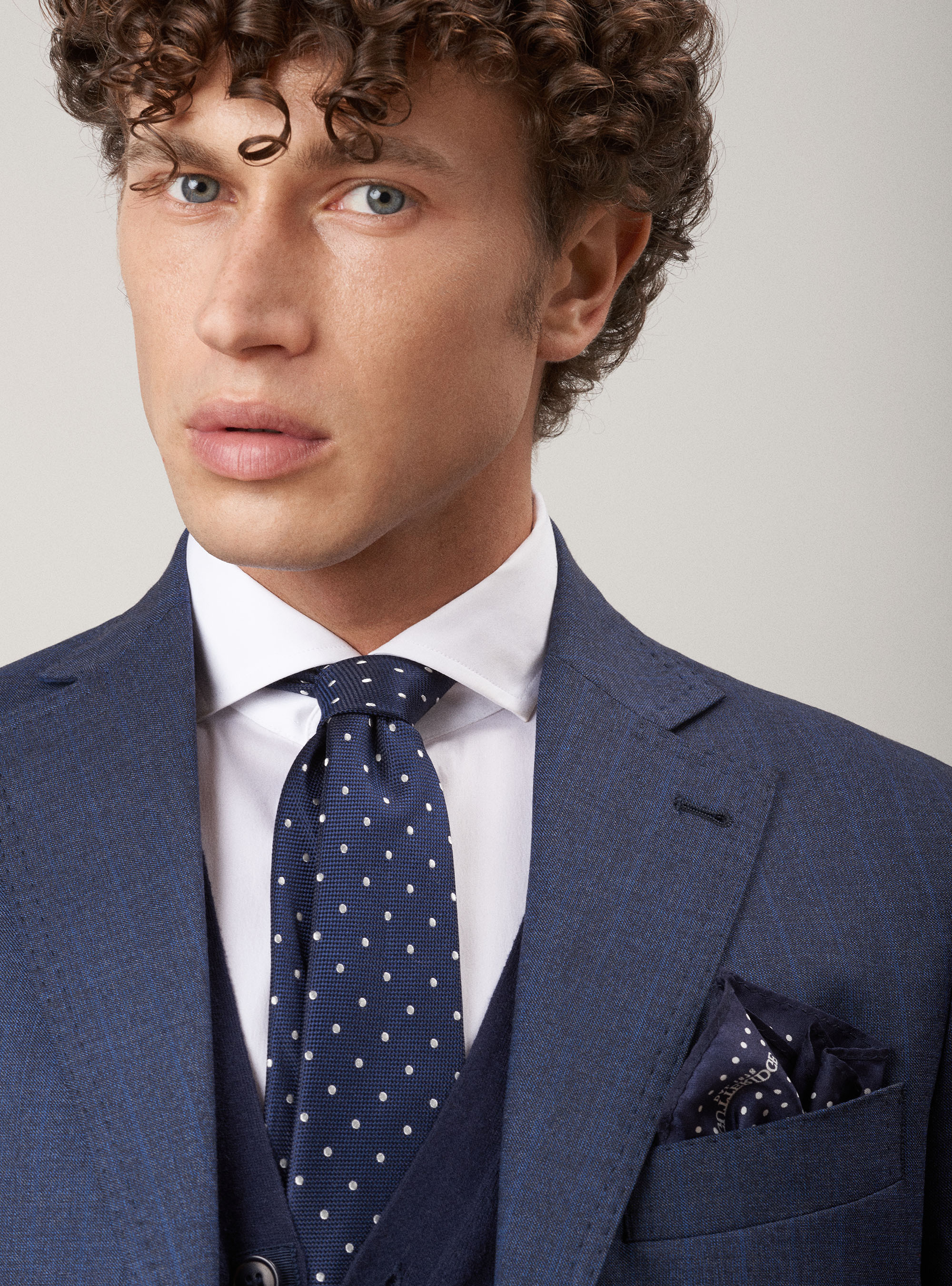 Giacca per abito in lana gessata, BLU NAVY