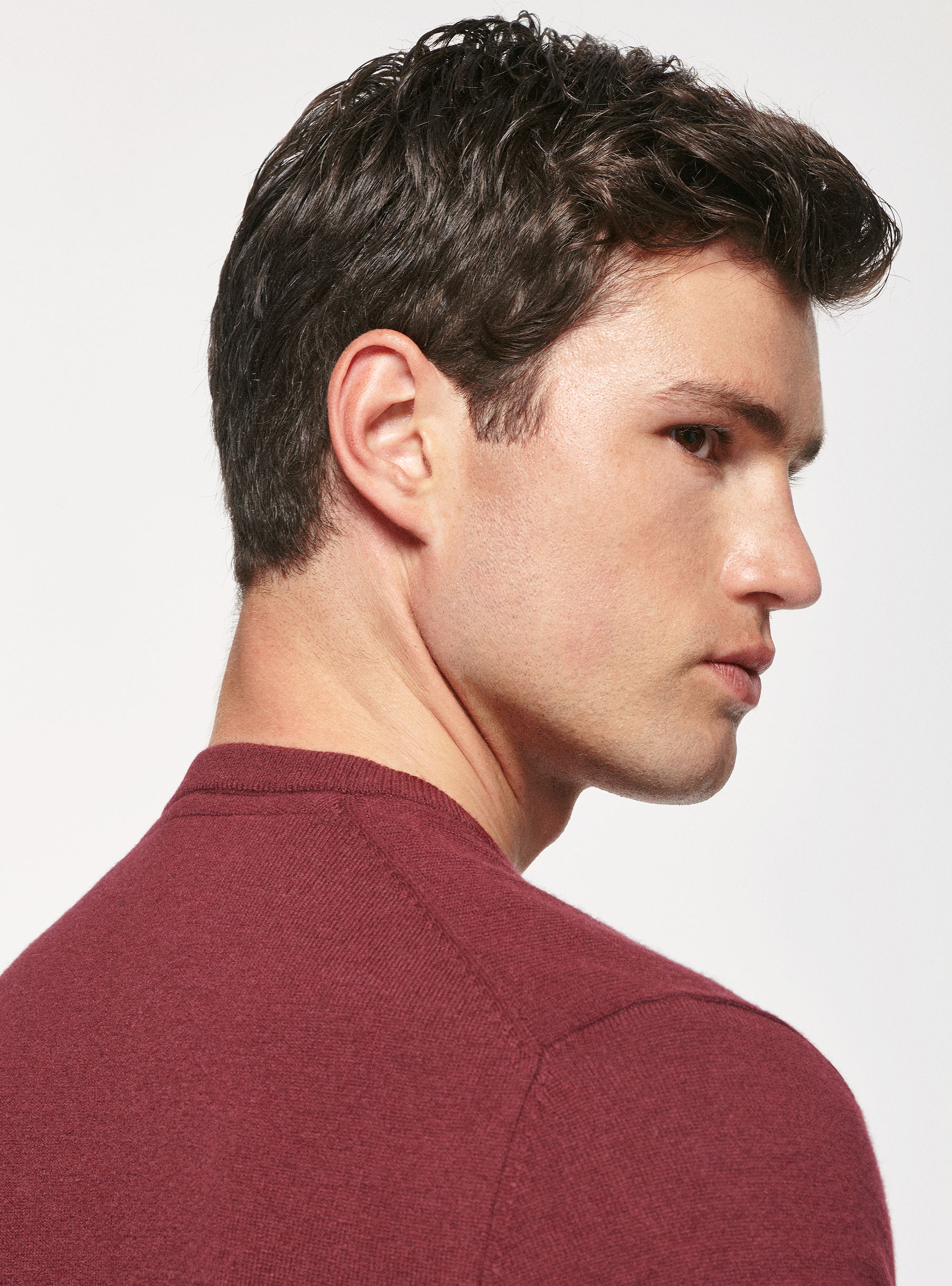 Punto de cuello redondo de lambswool y cachemira, BURDEOS