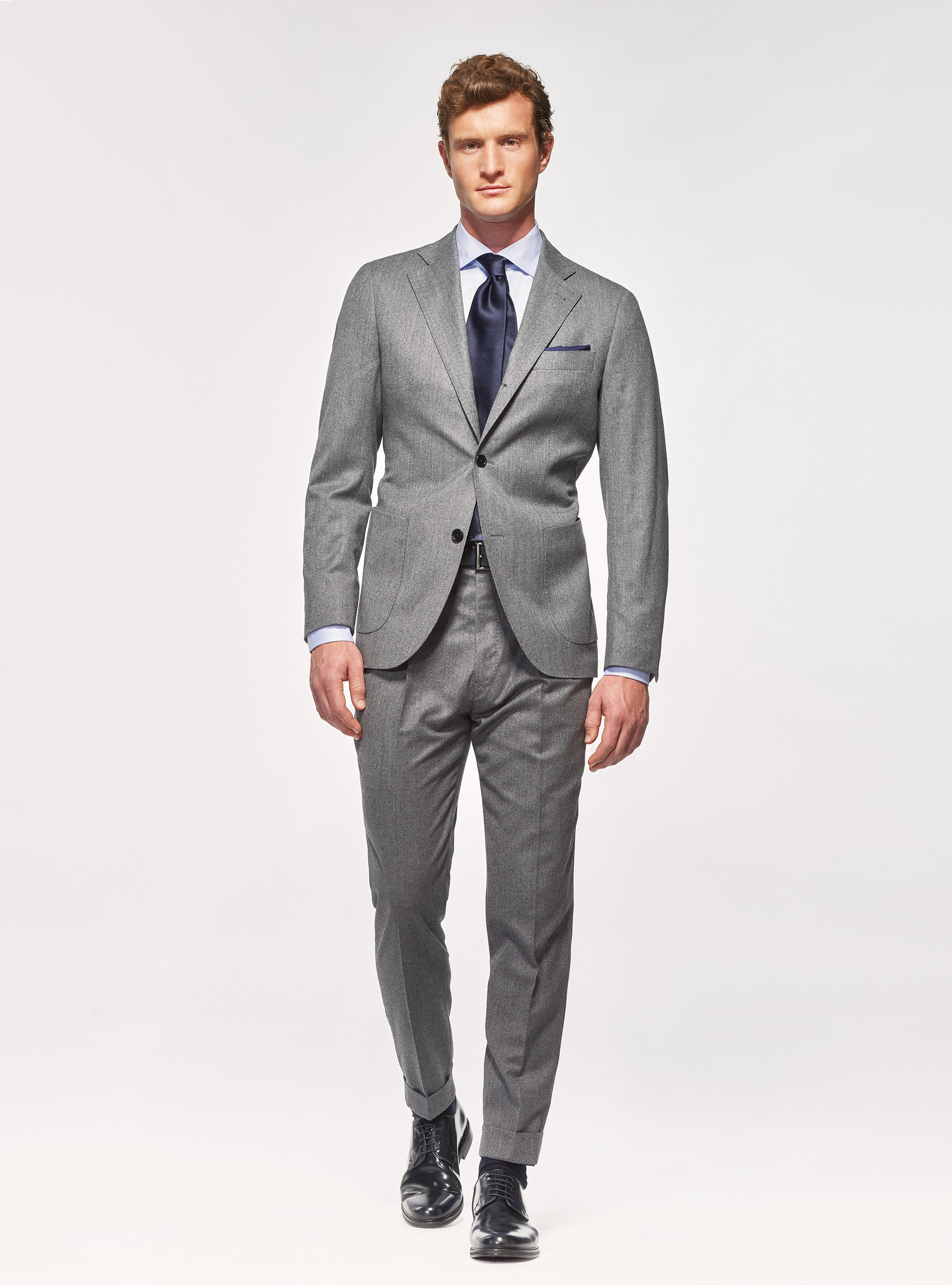 Pantaloni per abito in flanella di lana superfine 120's Vitale Barberis Canonico, GRIGIO CHIARO