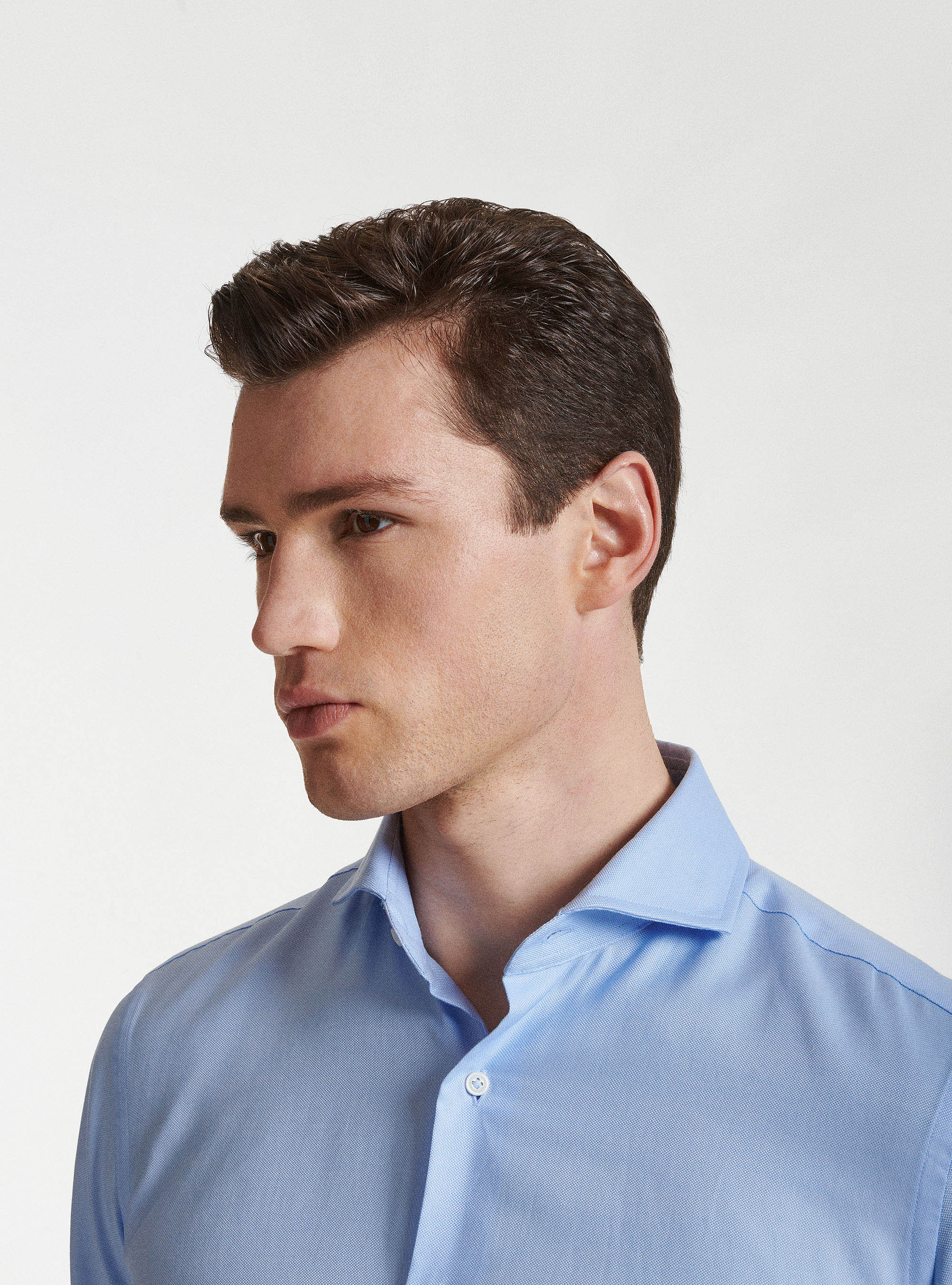 Oxford cotton French collar shirt, LIGHT BLUE