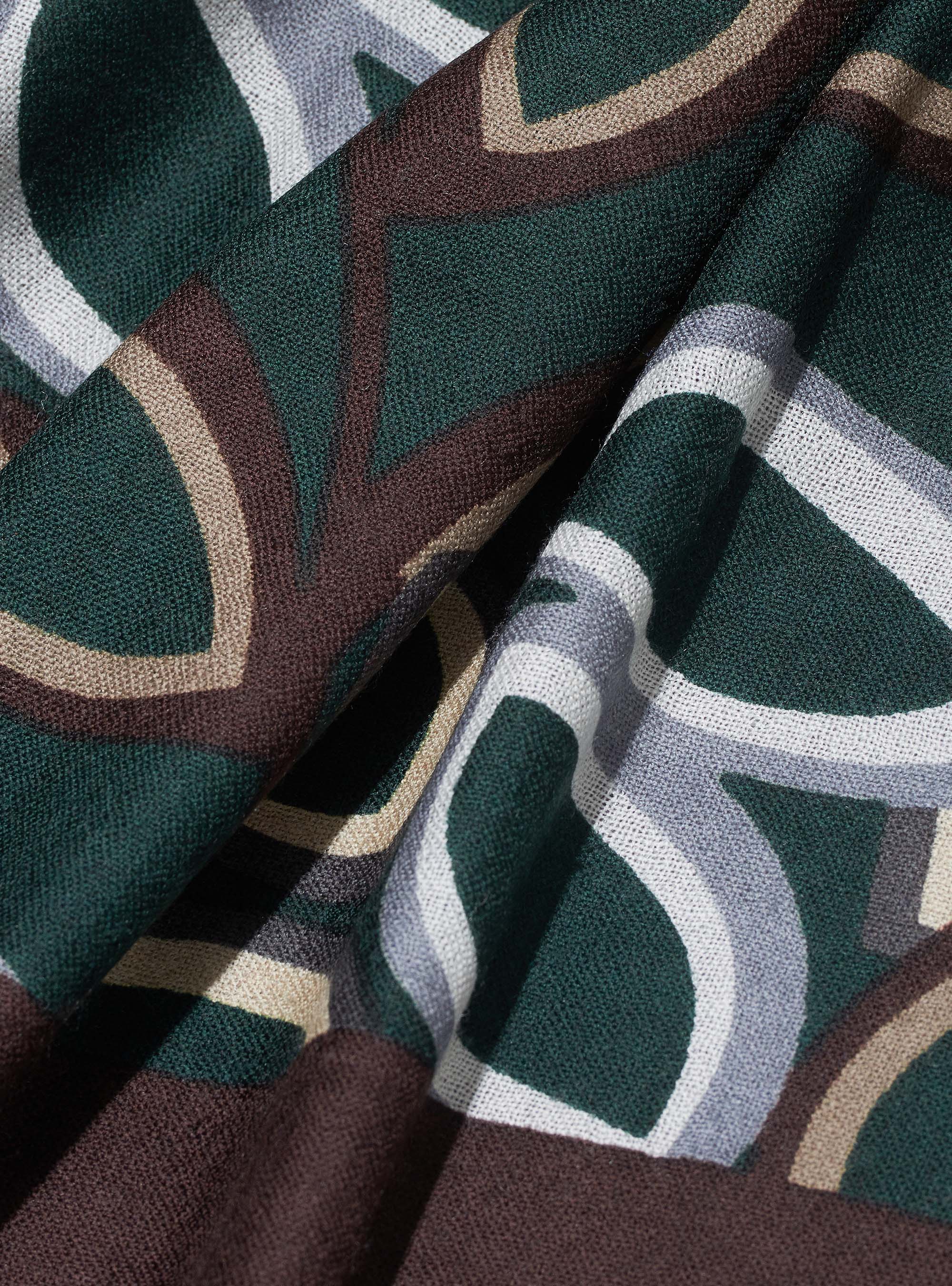 Sciarpa 100% lana con stampa all over, VERDE