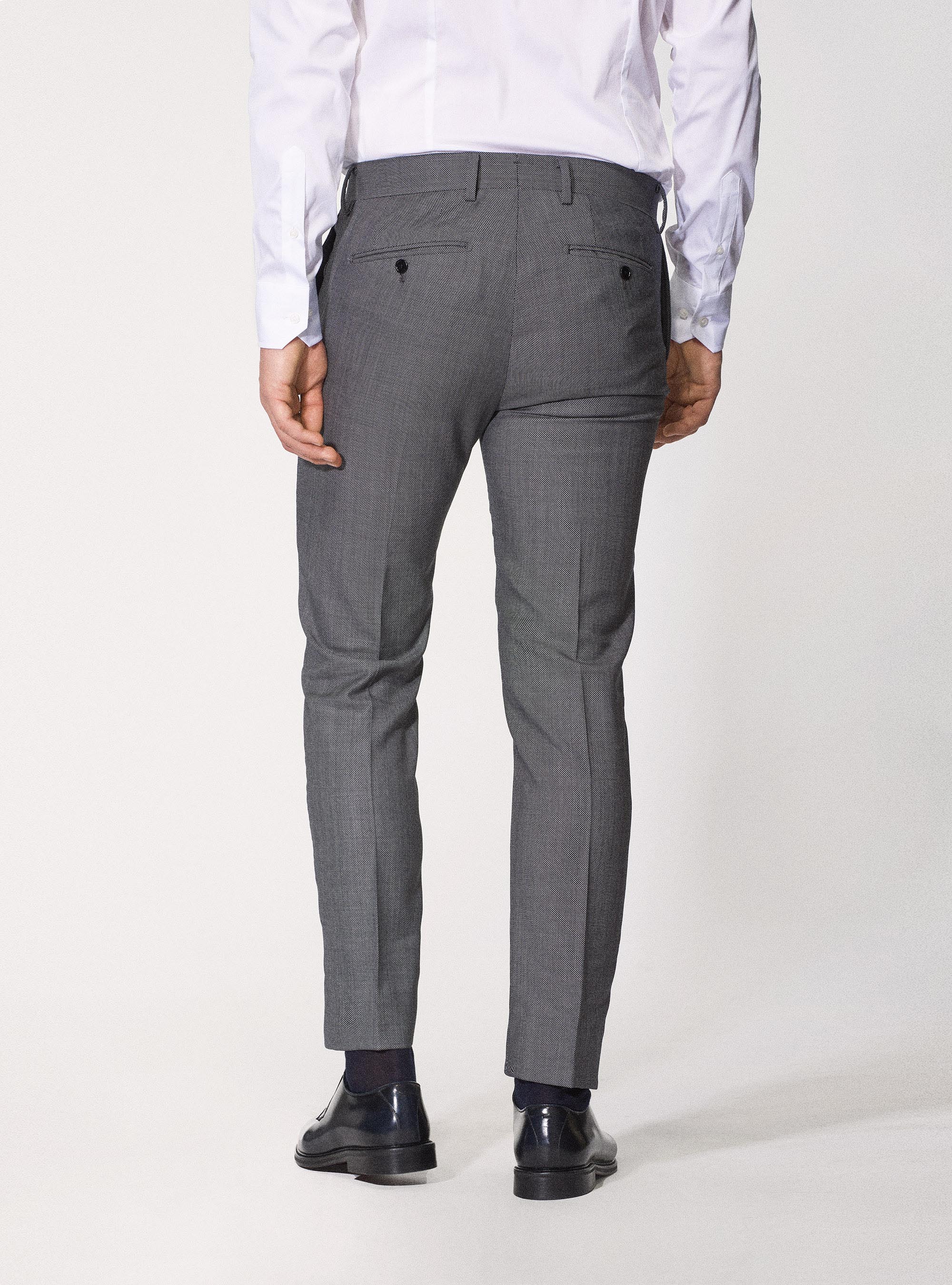 Pantaloni per abito in lana occhio di pernice superfine 110's Vitale Barberis Canonico, GRIGIO CHIARO