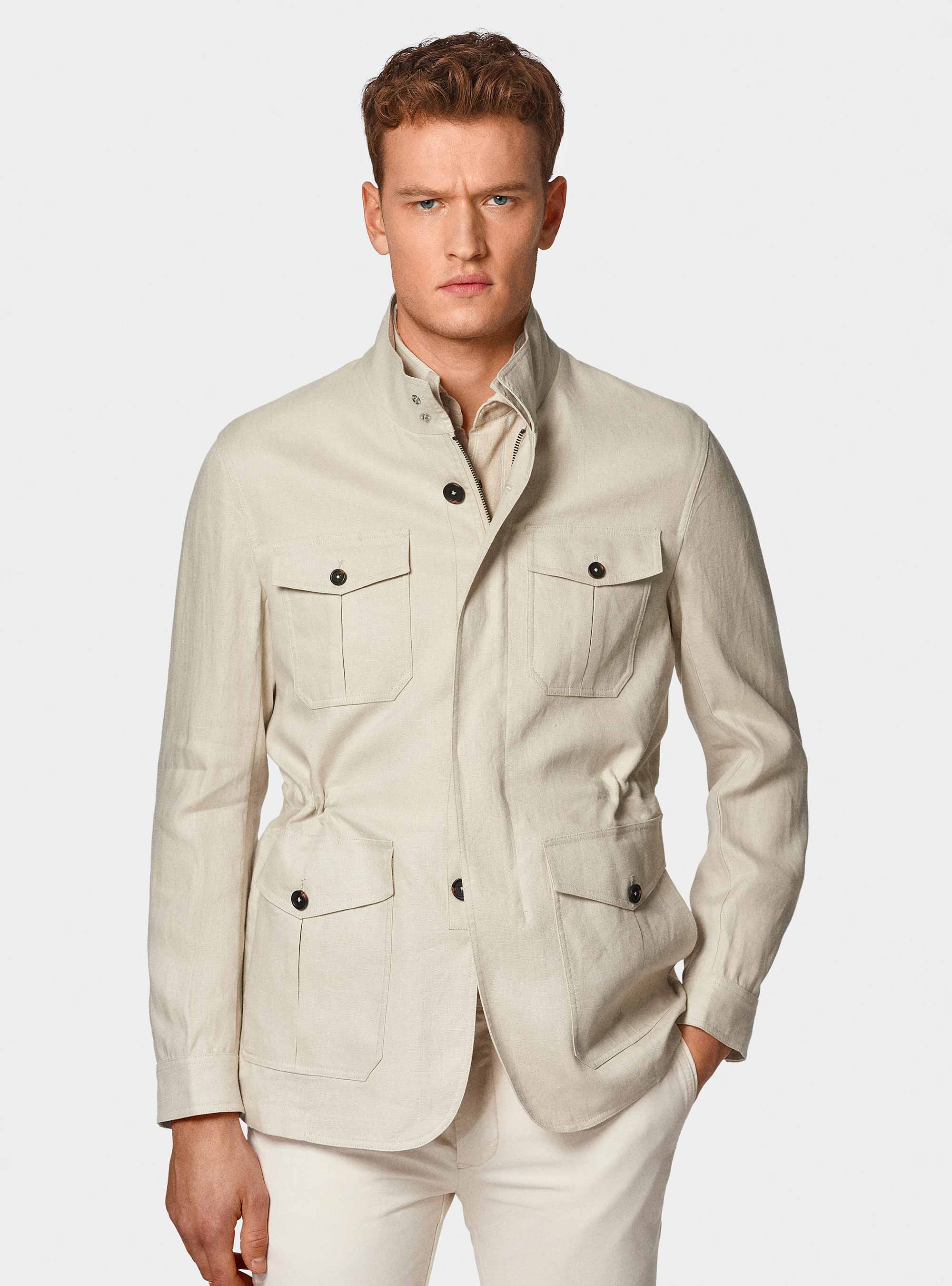 Field jacket in puro lino