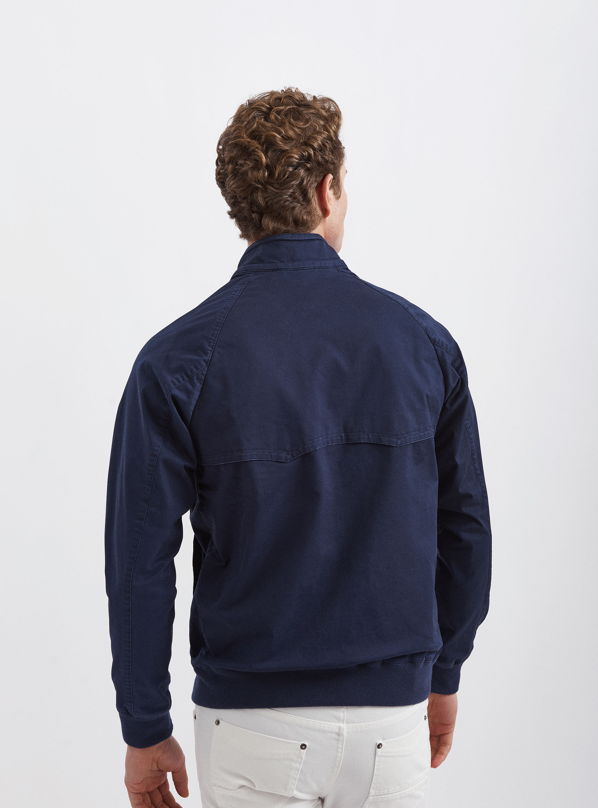 Stretch cotton twill bomber jacket, NAVY BLUE