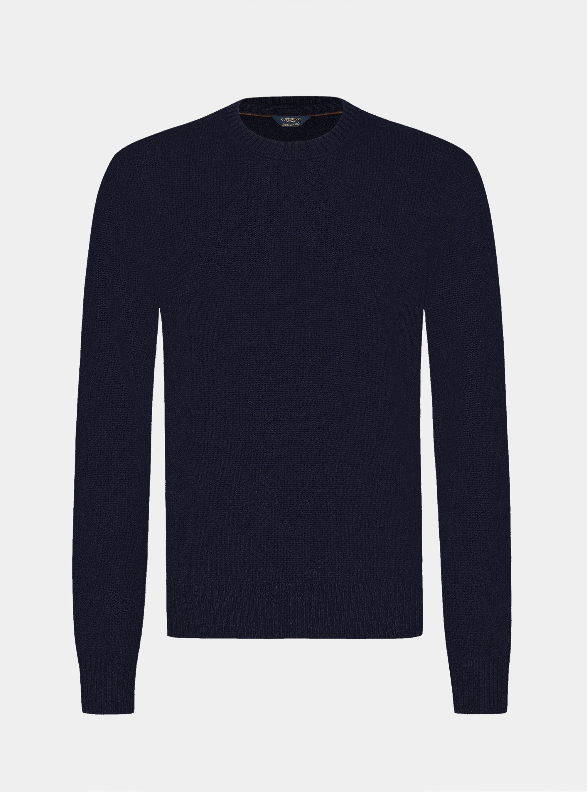 Pure Shetland wool crewneck sweater, NAVY BLUE
