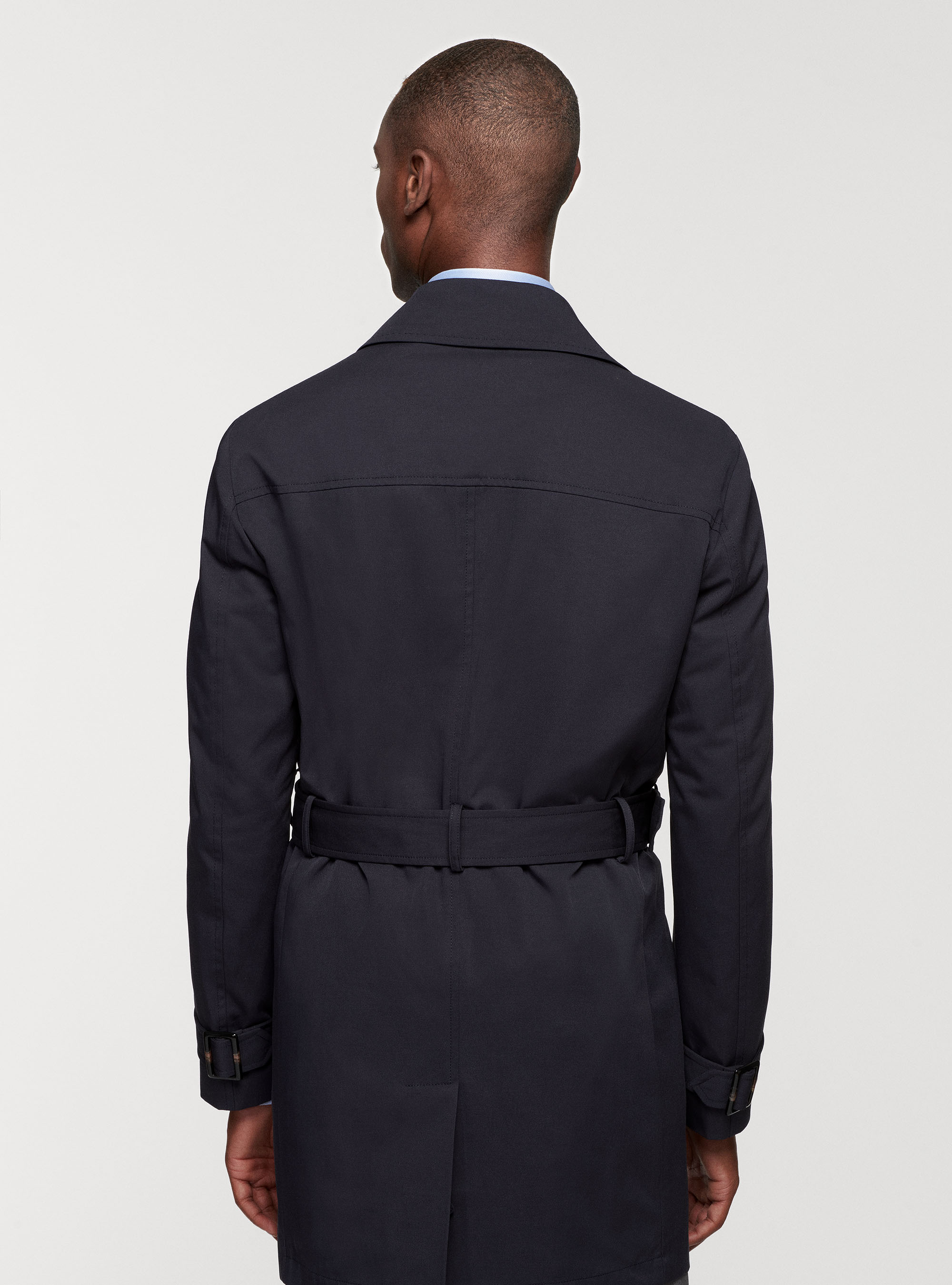 Trench doppiopetto in twill, BLU NAVY
