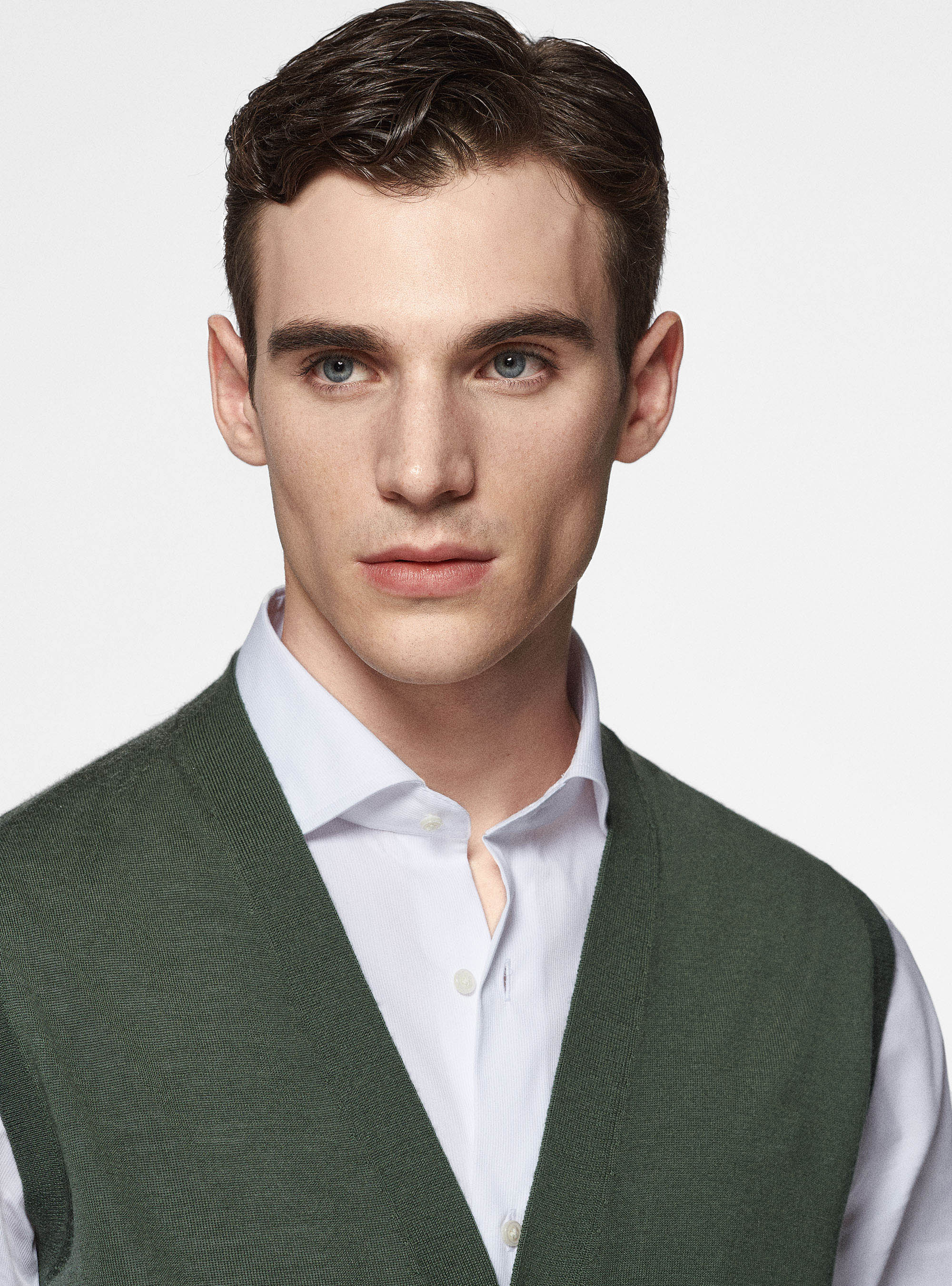 Gilet in maglia in pura lana merino extrafine, MILITARE 0609C