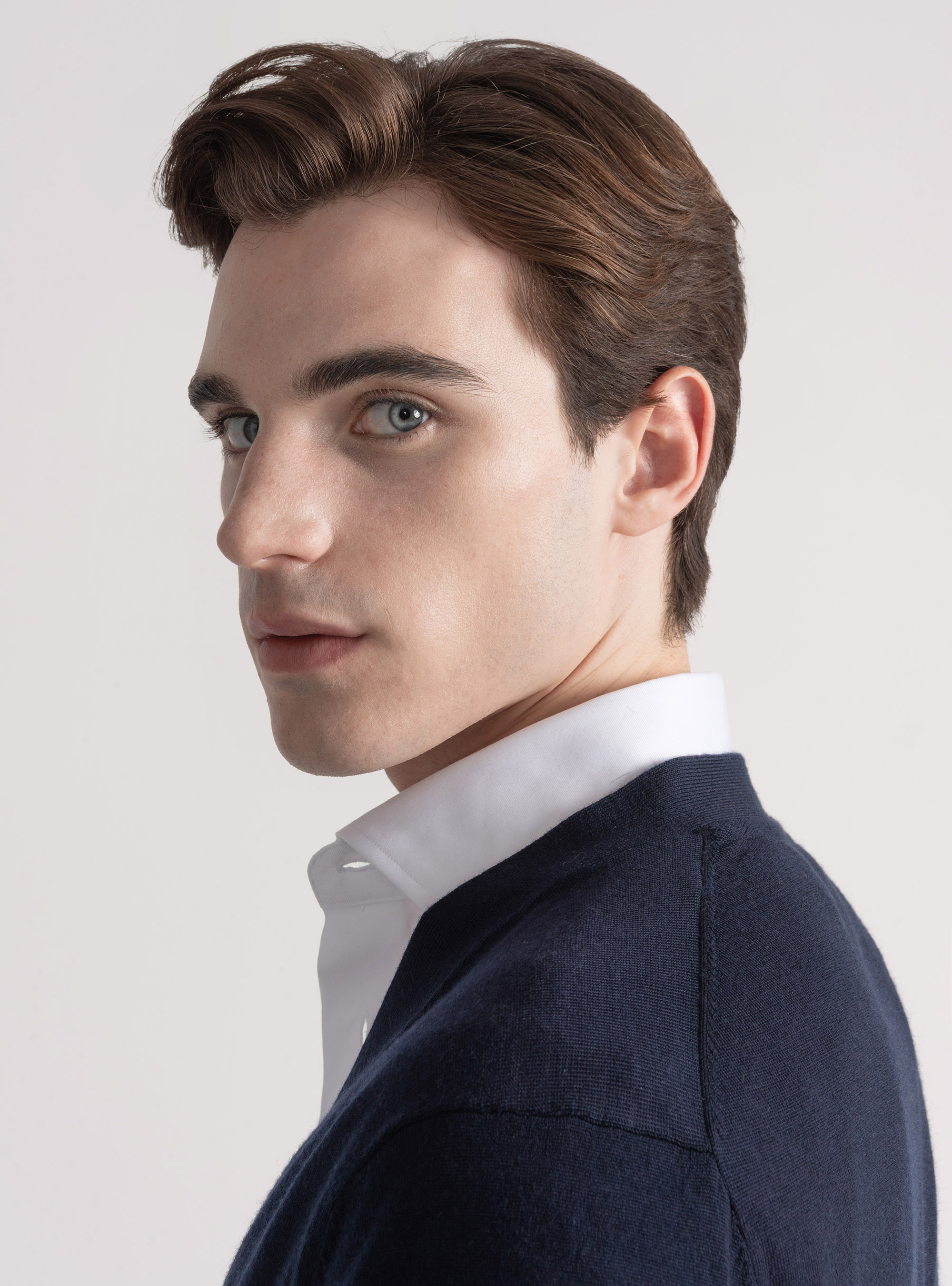 Cardigan in maglia con bottoni in lana merino extrafine, BLU NAVY