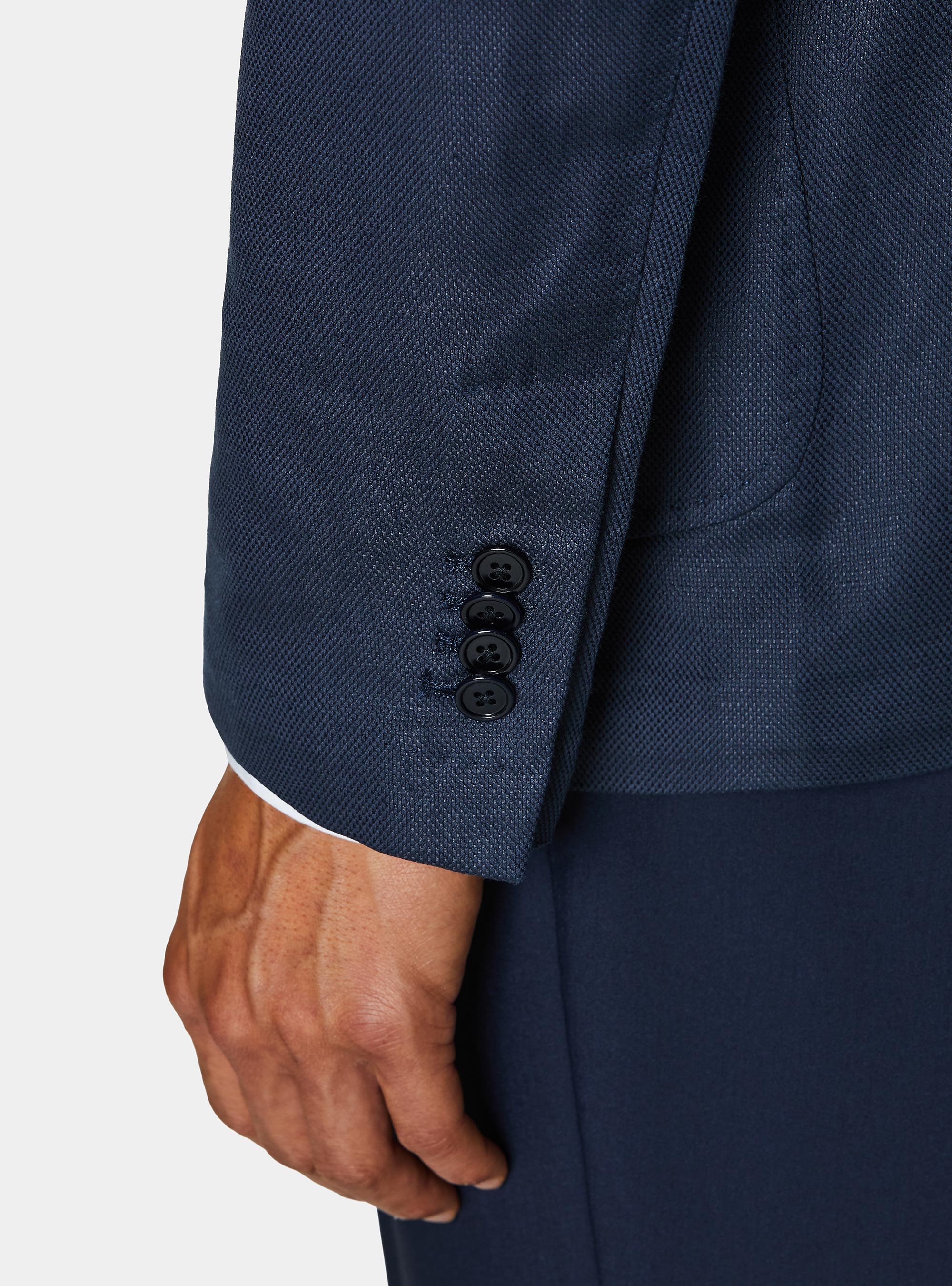 Giacca in cotone e lino, BLU NAVY