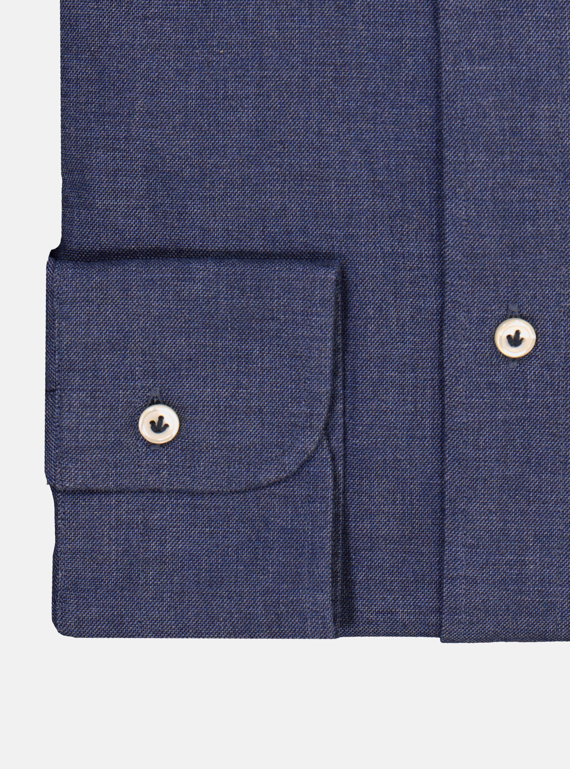 SHIRT WITH BUTTON DOWN COLLAR AND FLANNEL COTTON SMALL POCKET, NAVY BLUE