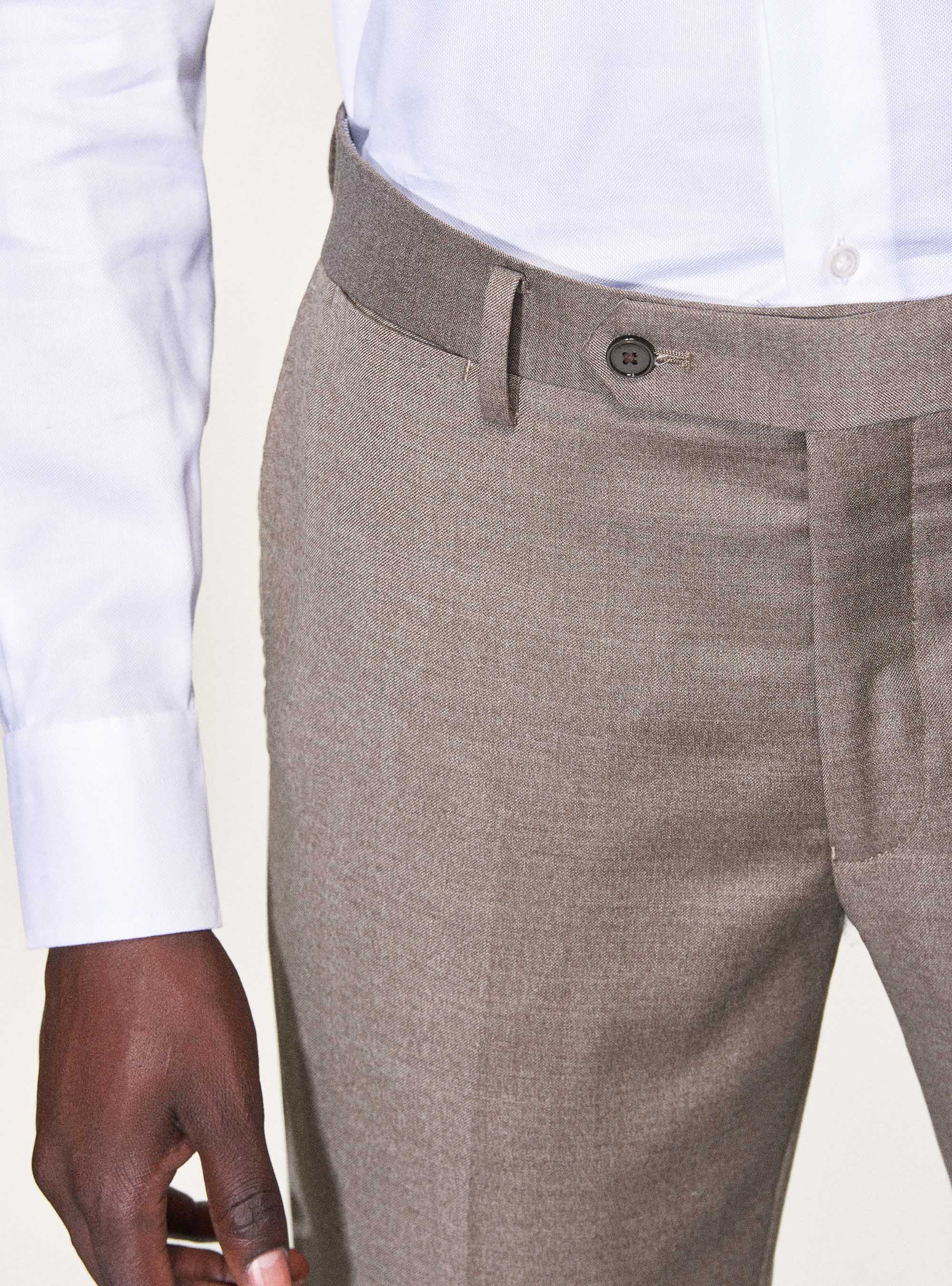 Pantaloni per abito in pura lana superfine 110's Vitale Barberis Canonico, SABBIA