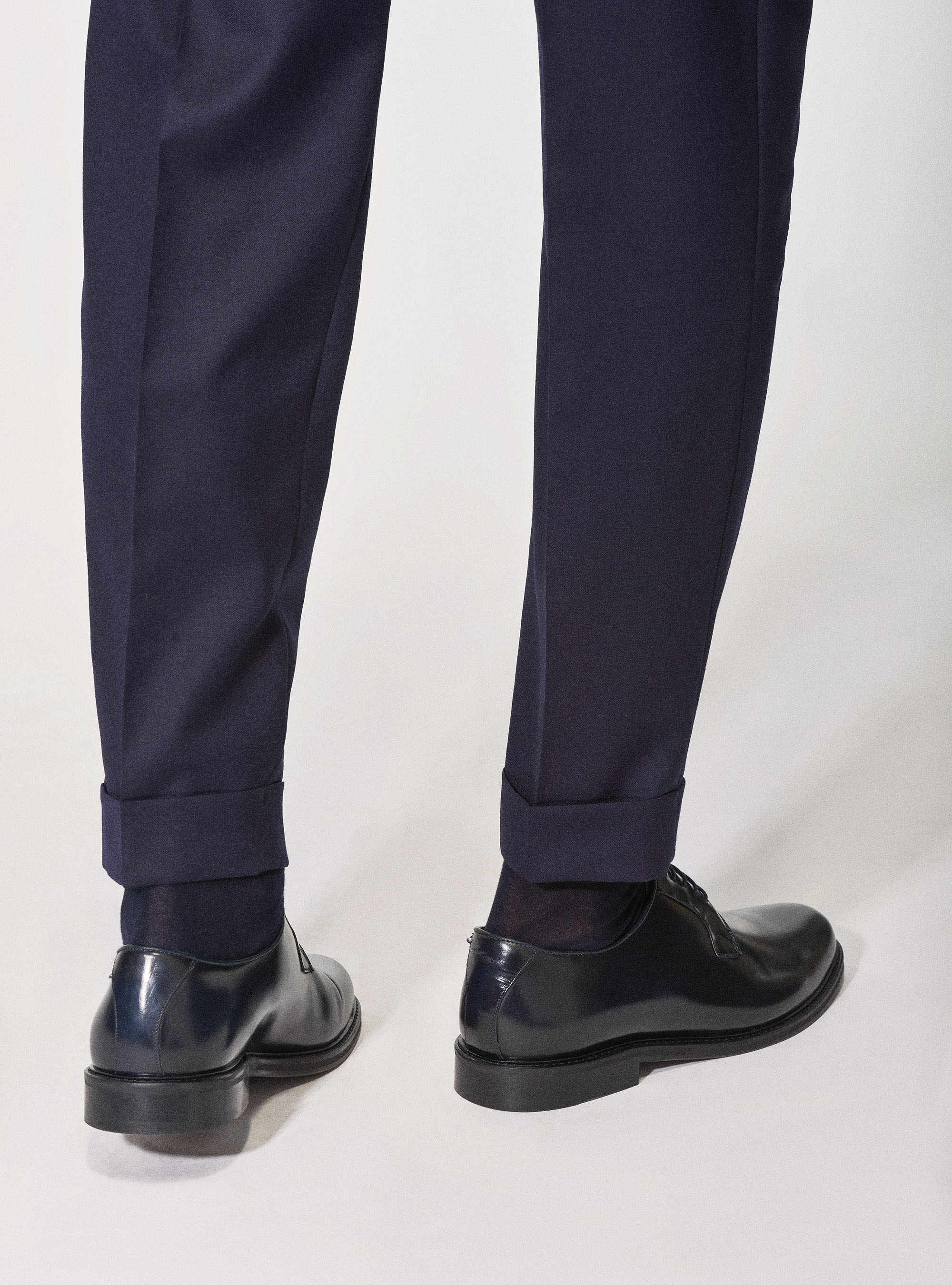 Suit trousers in superfine wool flannel 120's, NAVY BLUE
