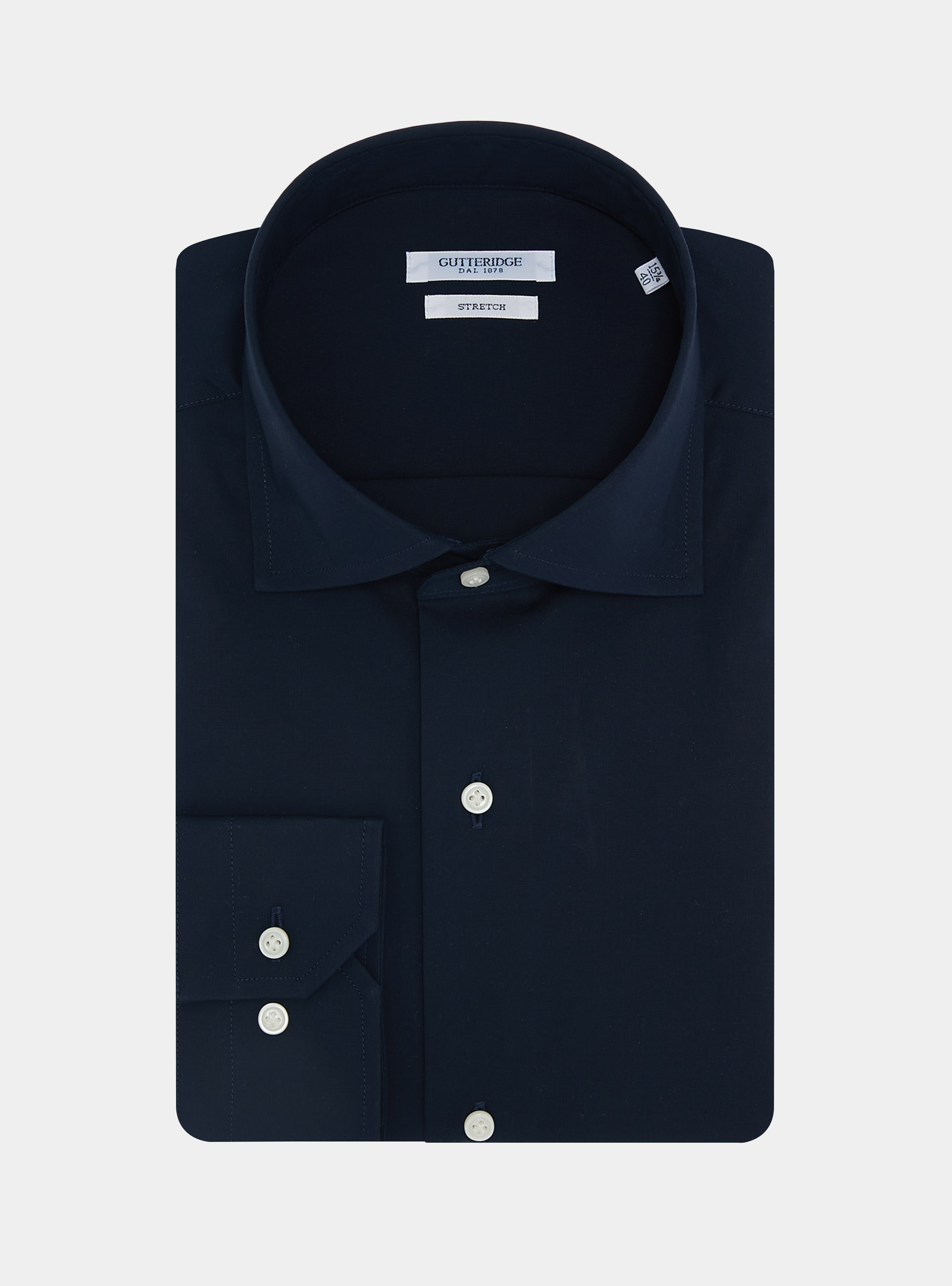 Camicia in popeline stretch, BLU NAVY