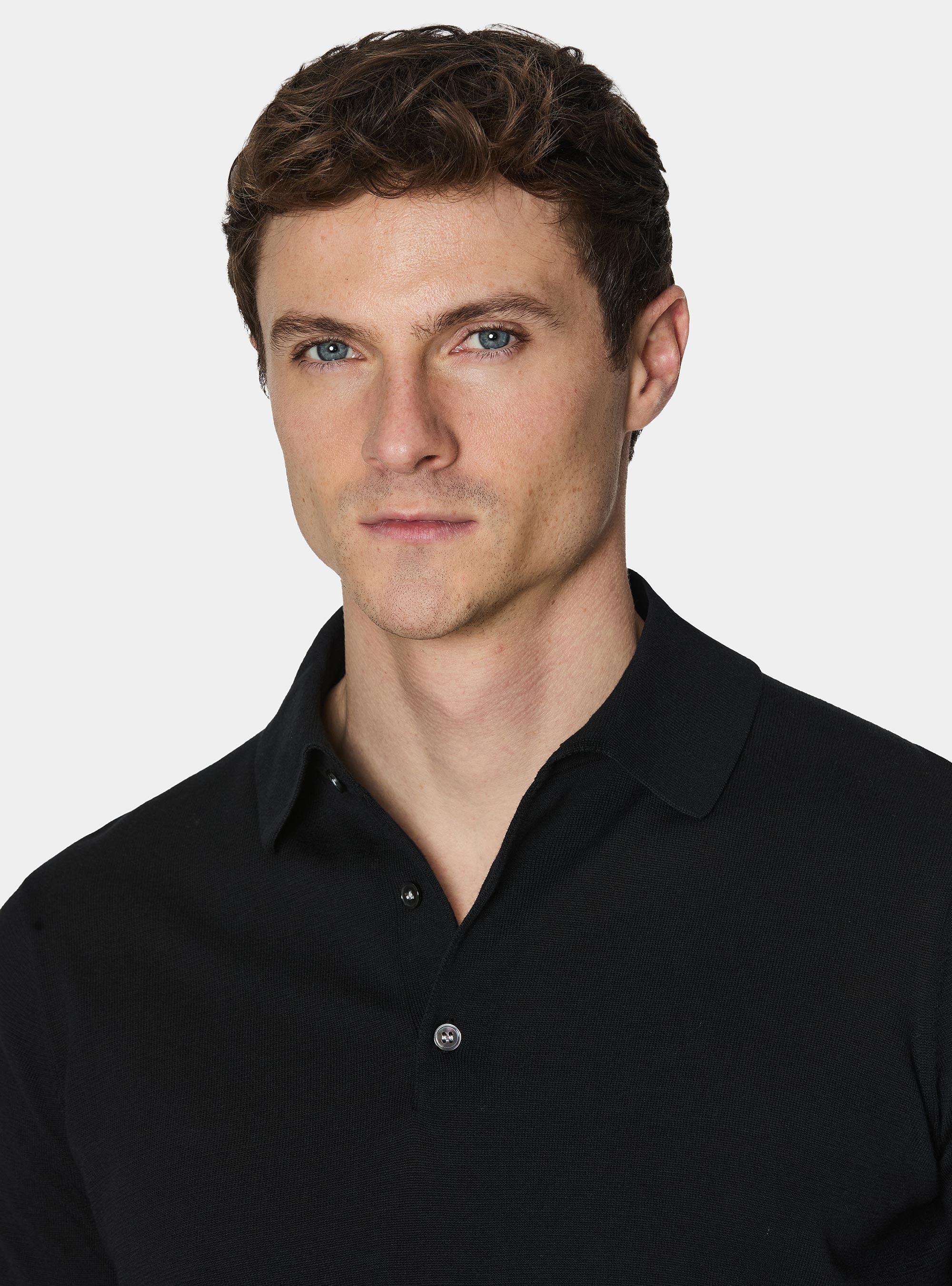 Polo in maglia in cotone m/c, NEGRO