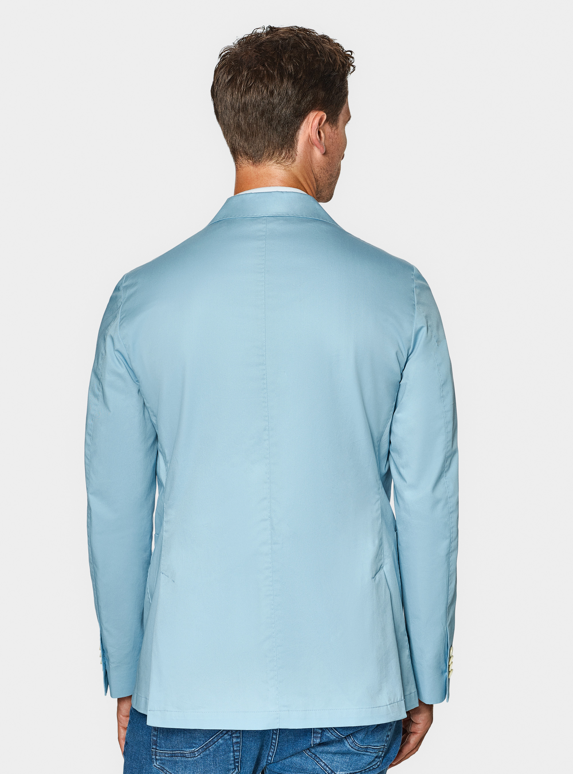 Cotton poplin blazer, LIGHT BLUE