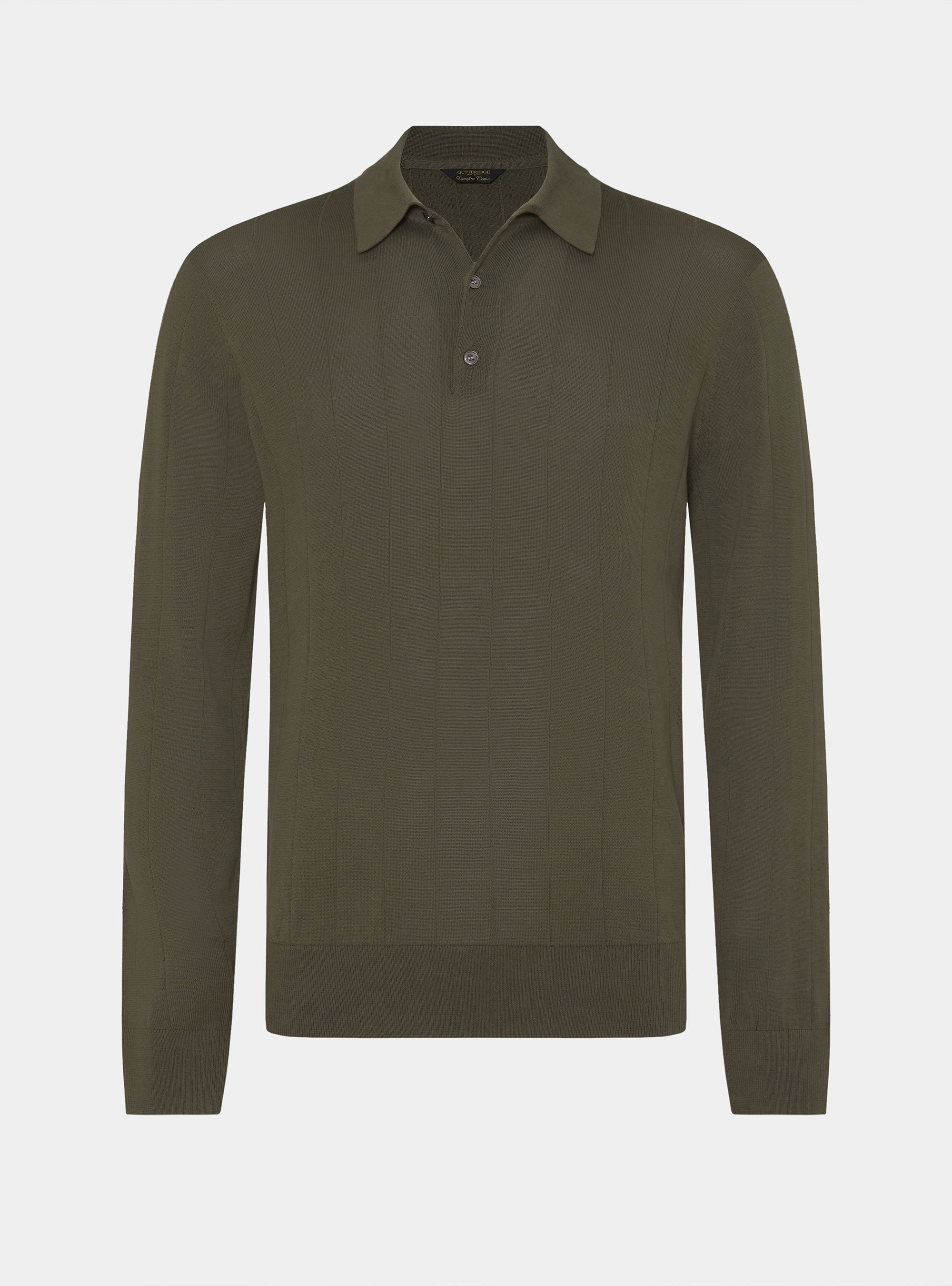 Long-sleeved knit polo shirt, MILITARE 0609C