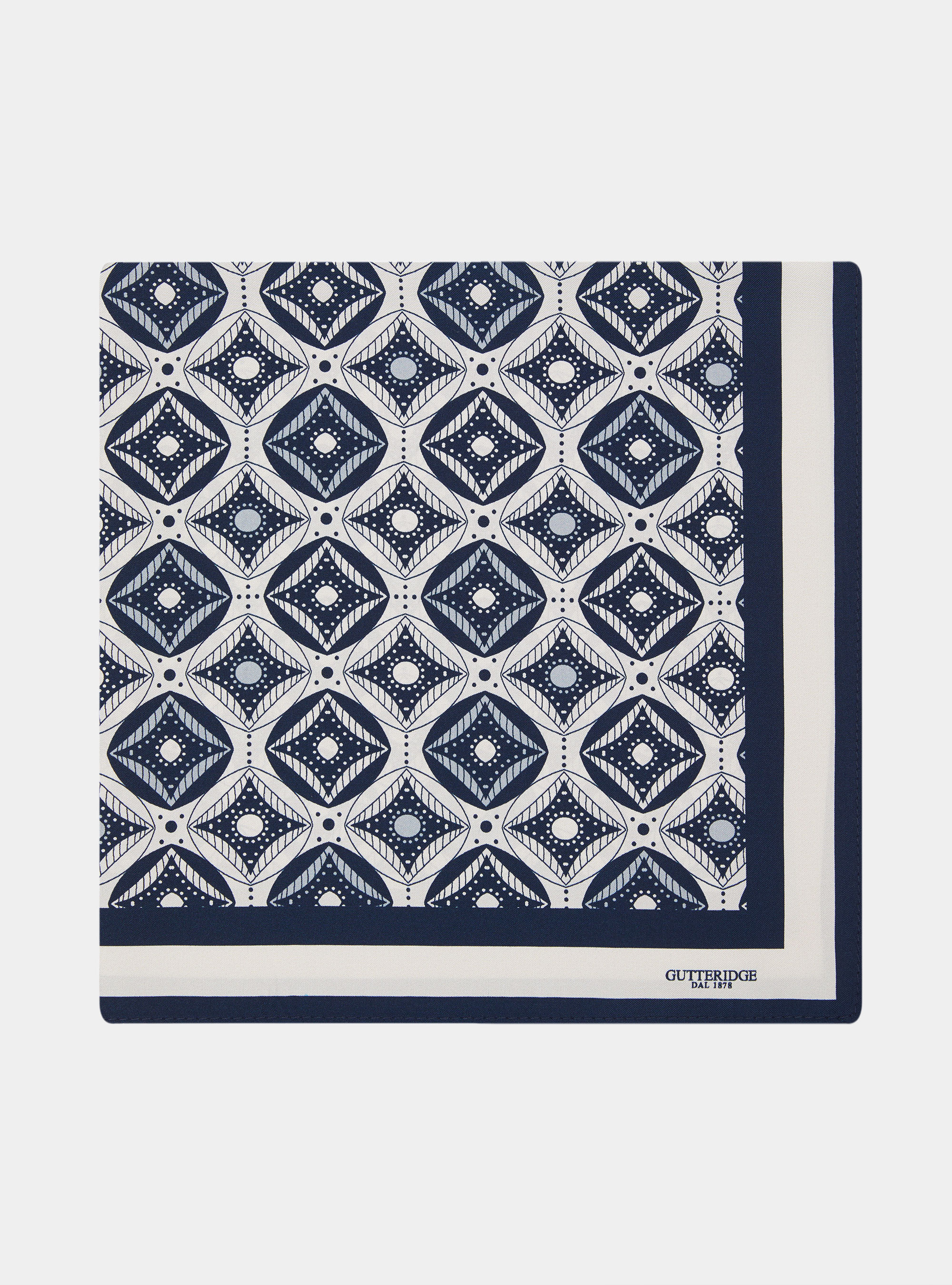 Foulard in seta stampa geometrica, BLU NAVY