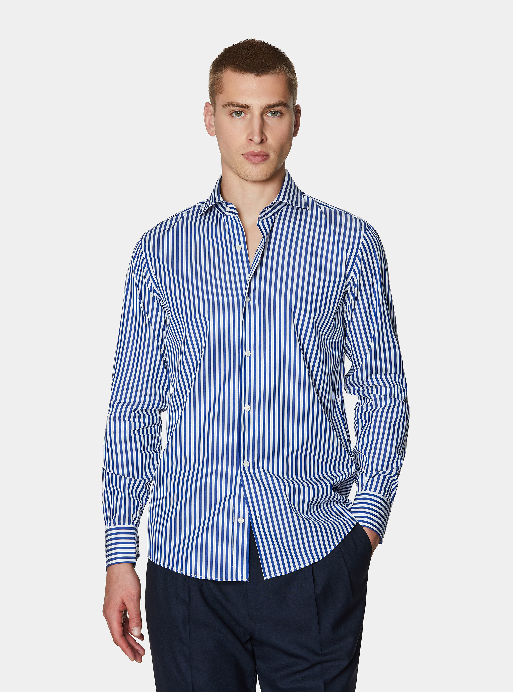 Camicia in popeline di cotone riga larga