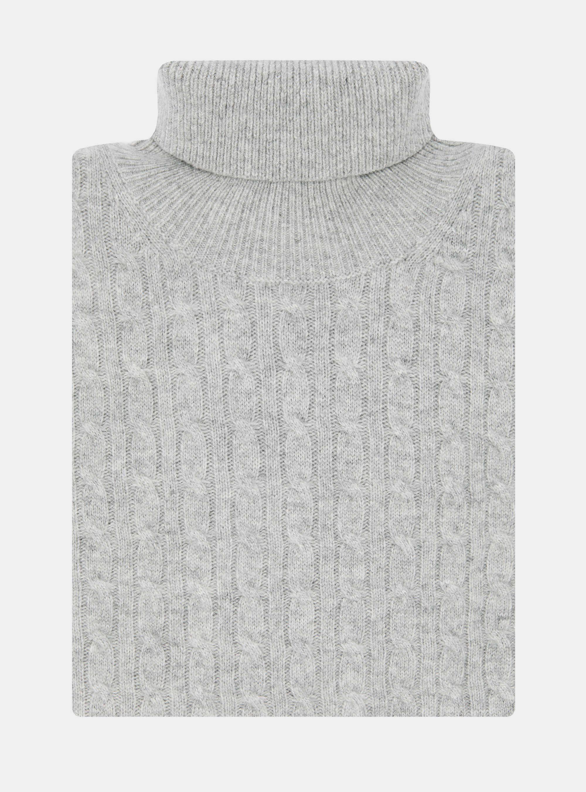 Turtleneck sweater with cashmere wool braid, LIGHT GREY MELANGE